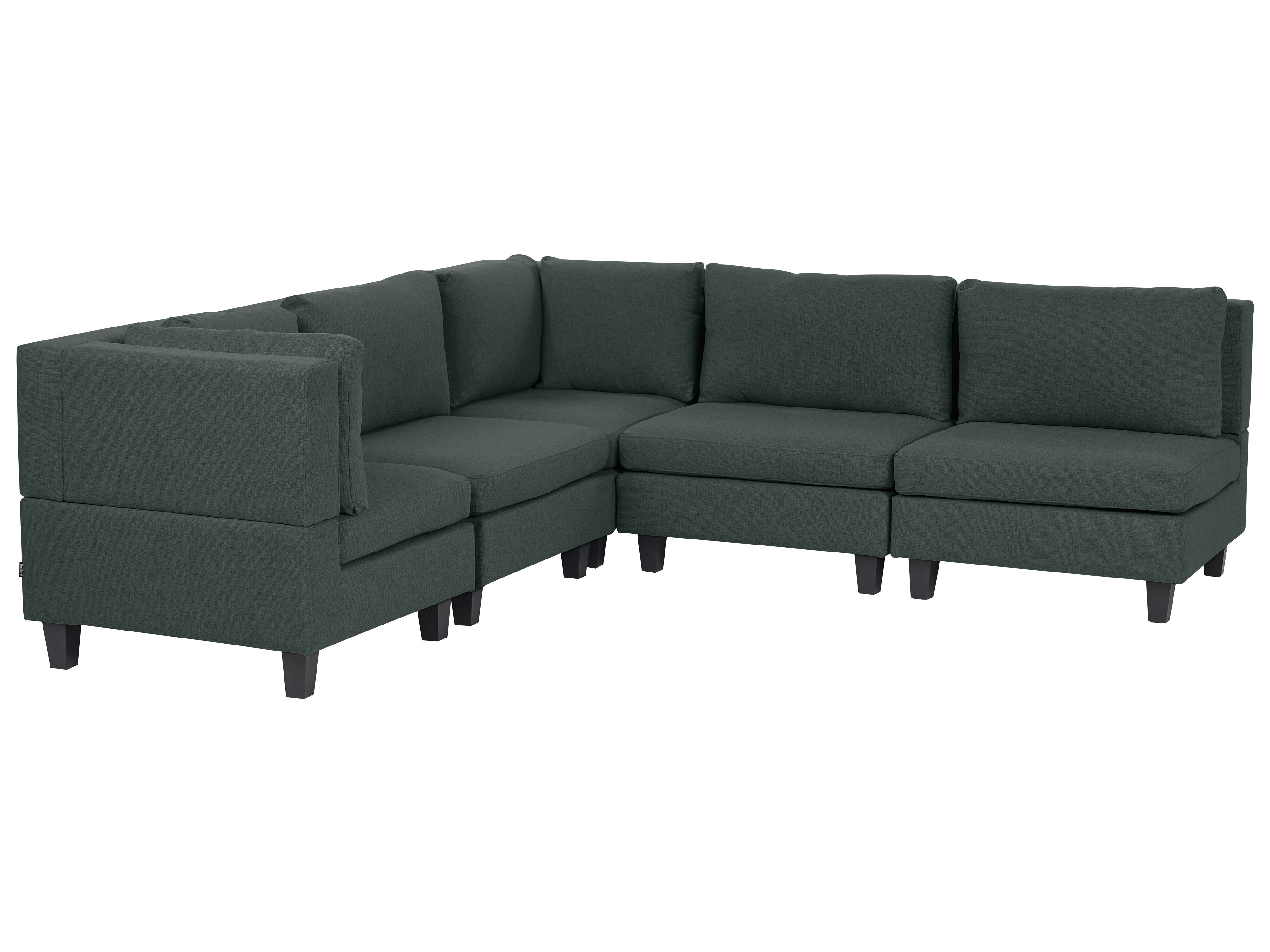 Modular Corner Sofa 5 Seater UNSTAD Fabric Dark Green Right Hand