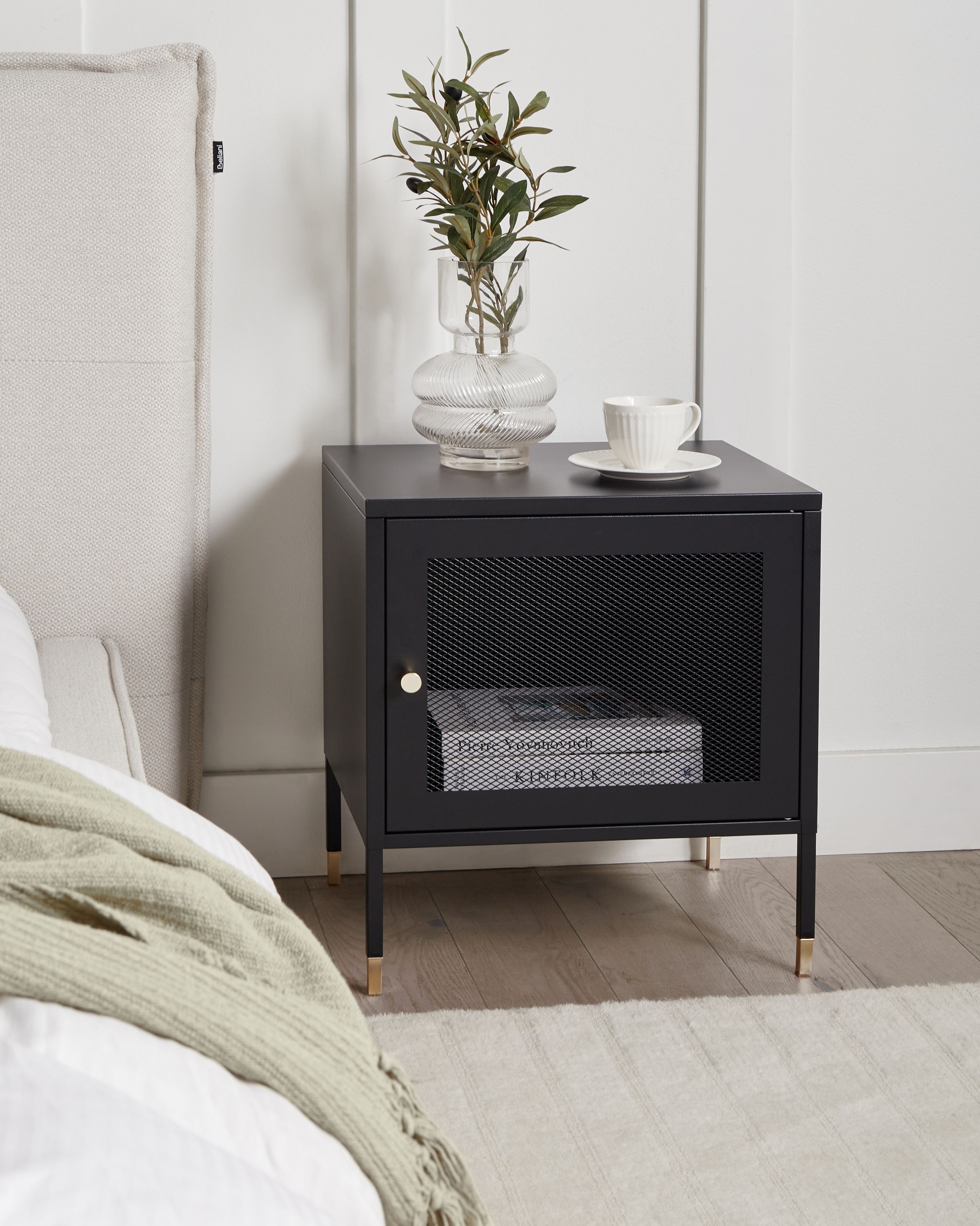 Bedside Table OSSETT Metal Black