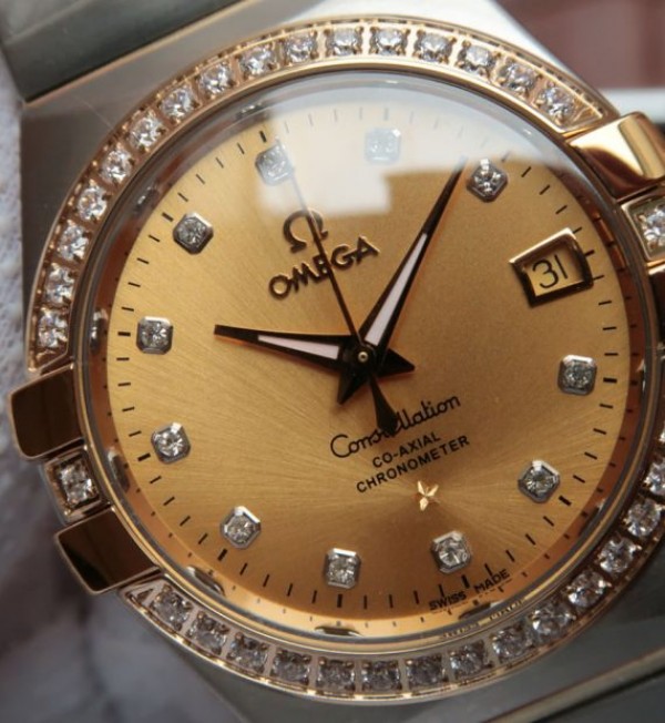 Replica Omega V6 Constellation 123.20.35 Diamonds Bezel YG Dial - Top club