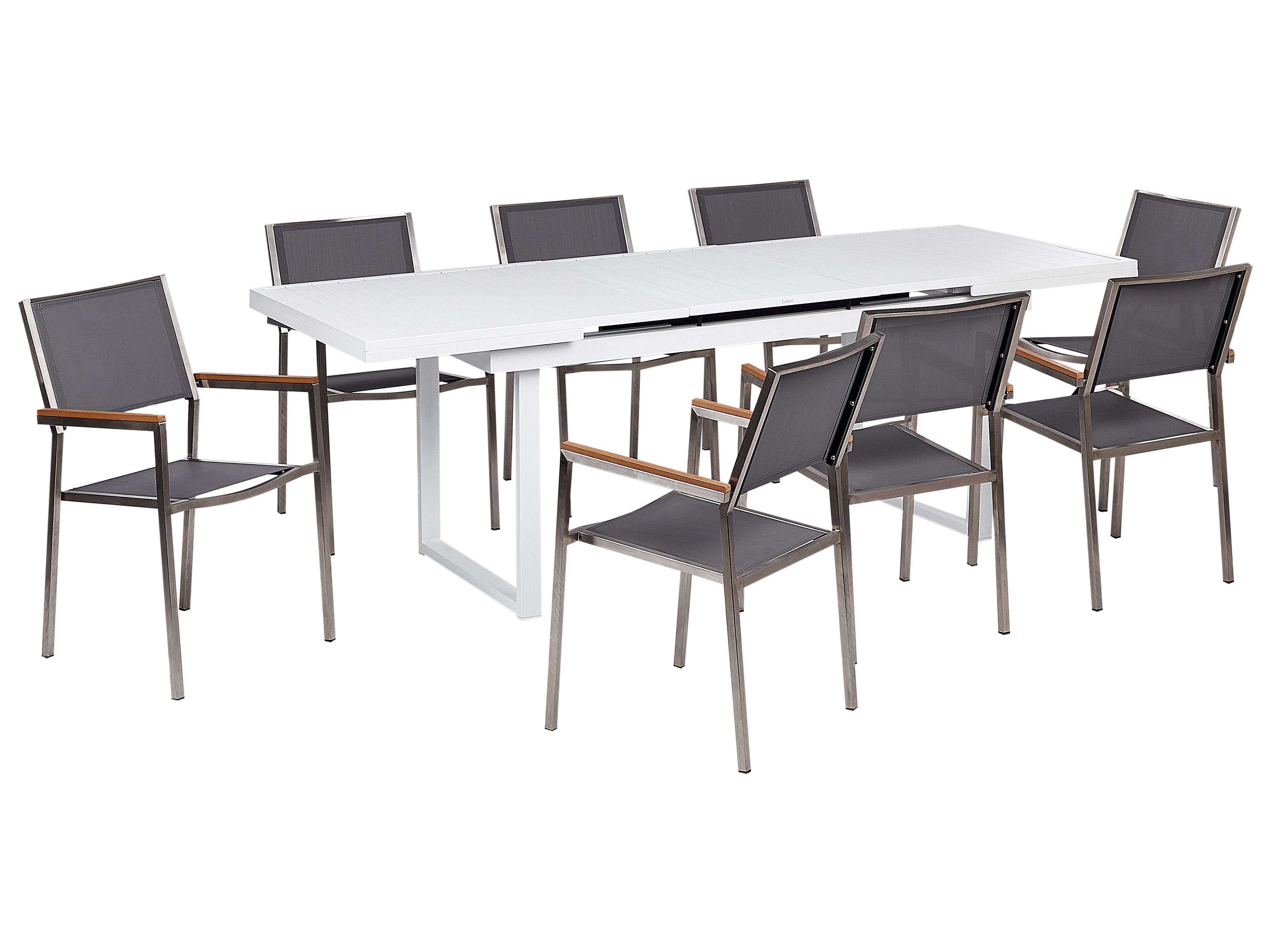 Garden Dining Set 8 Seater VALCANETTO/GROSSETO Metal Grey/ White