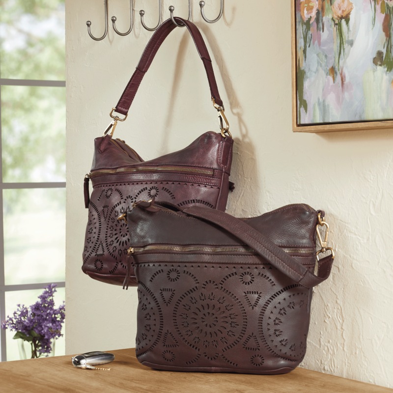L'Artiste Chartres Shoulder Bag by Spring Step with Cutouts and Pebbled Finish - MIDNIGHT VELVET CATALOG