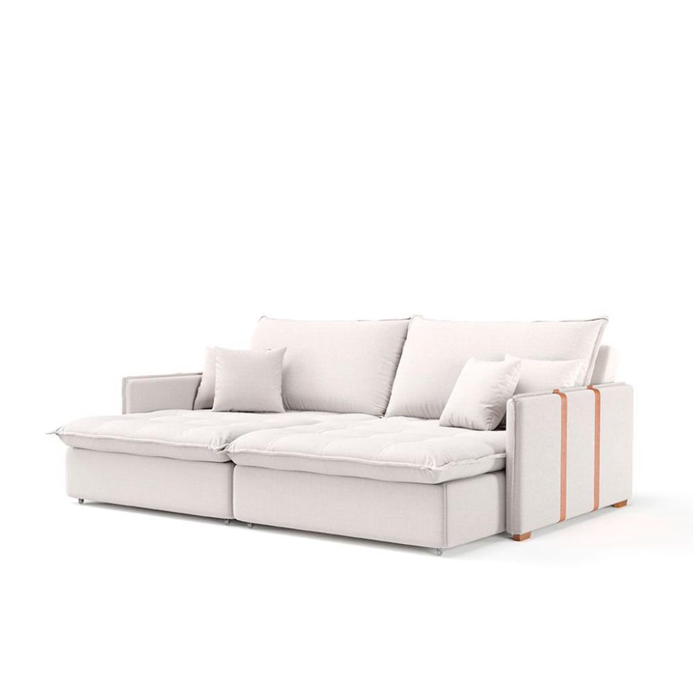 Sofá Retrátil Sem Caixa 3 Lugares Solomons Linho Cru 230 cm