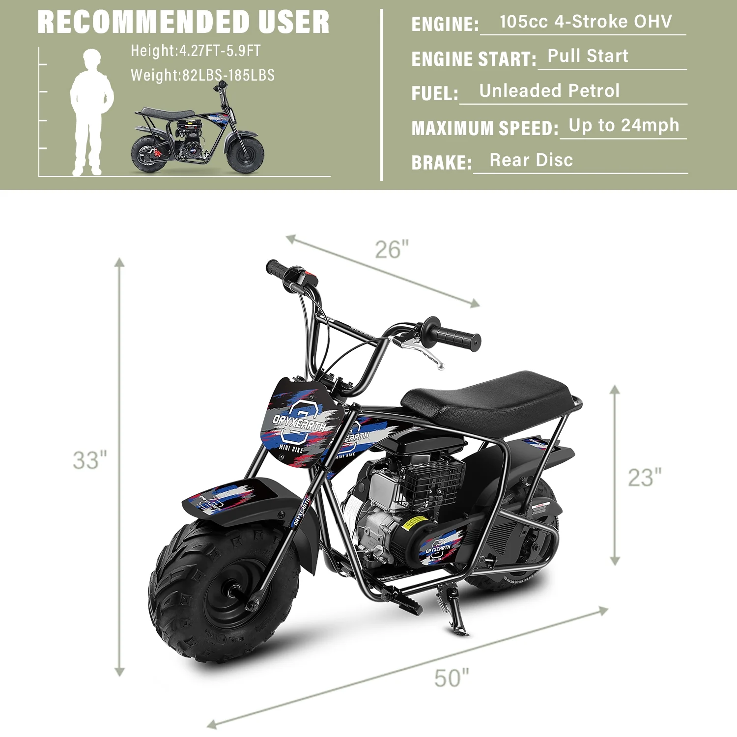 Oryxearth Mini Bike for Kids Motorcycle, Mini motorcycle for kids, Set of Four, 105CC 4-Stroke Ride on Toys, Camo - Image 22