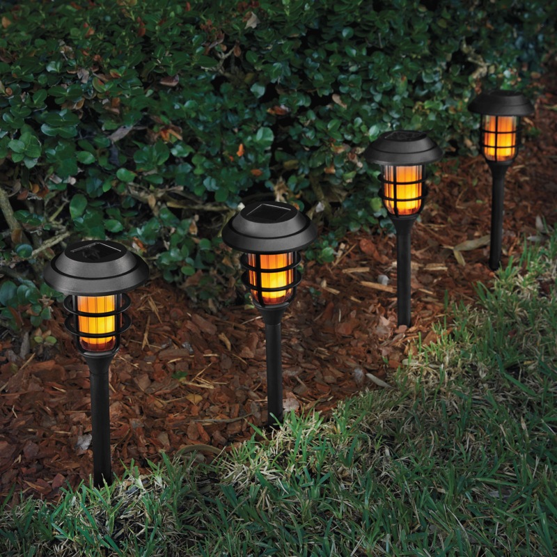 Set of 4 Faux-Flame Solar Stakes - MIDNIGHT VELVET CATALOG