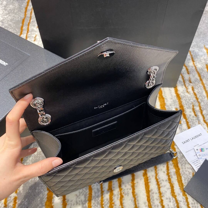 Replica Saint Laurent Grain Leather Envelope Medium Bag 487206 Black1:1High-quality replica