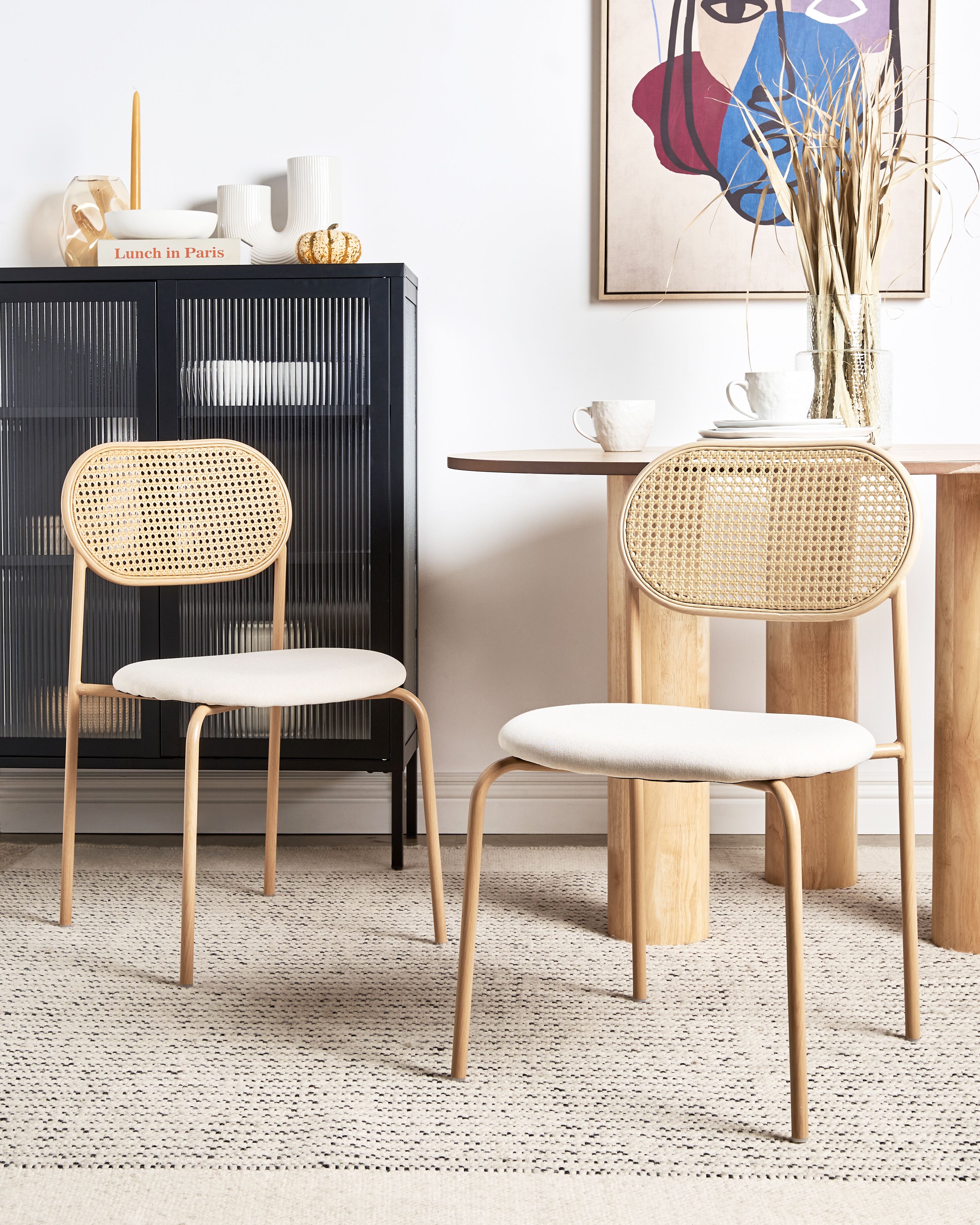 Set of 2 Dining Chairs ADAVER Metal Light Brown