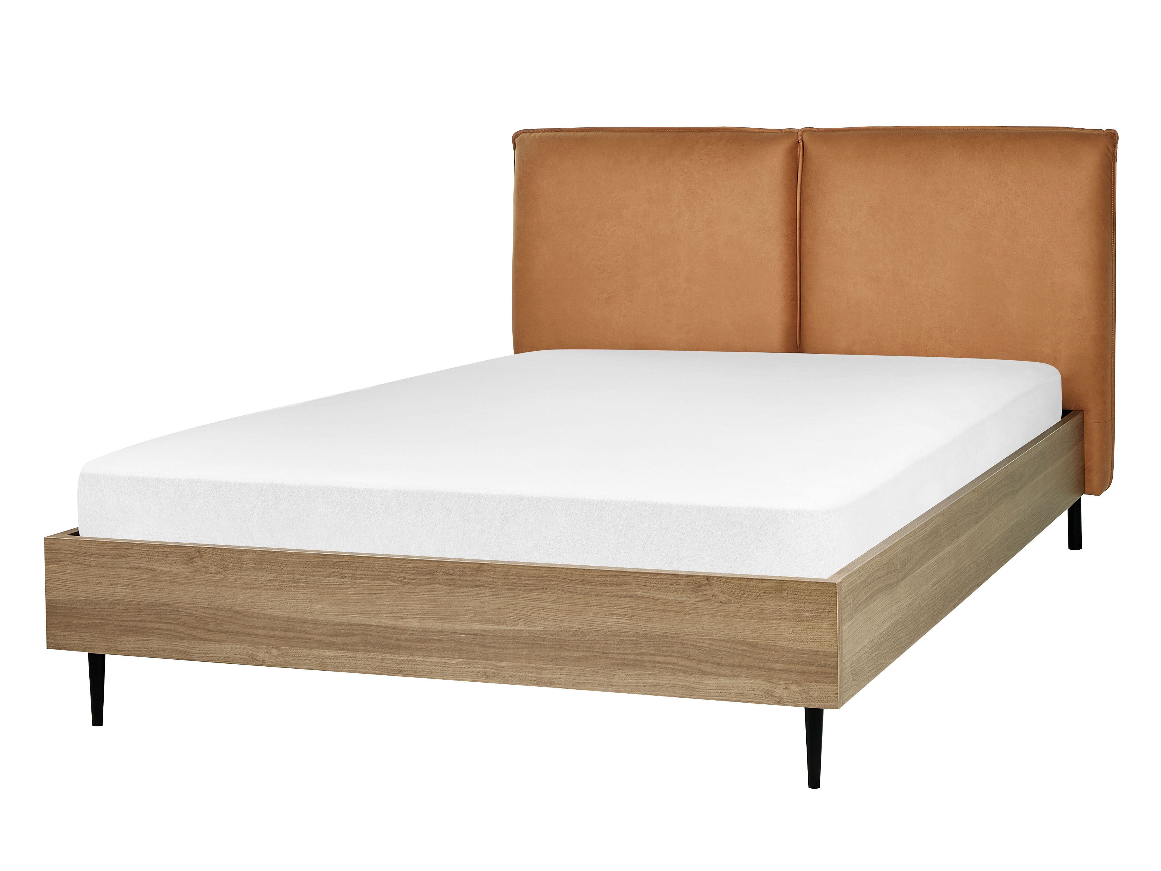 Bed Faux Leather LIMANTON 140 x 200 cm (EU Double) Golden Brown