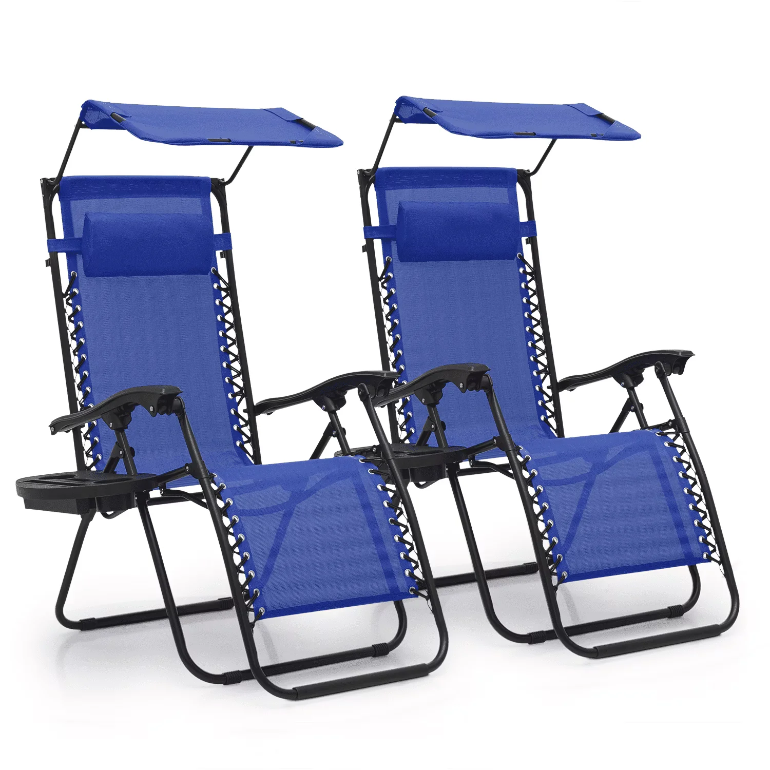 MoNiBloom Zero Gravity Reclining Chairs Set Of 2 With Canopy Shade And Headrest, Black - 330 lbs - Image 4 MoNiBloom Zero Gravity Reclining Chairs Set Of 2 With Canopy Shade And Headrest, Black - 330 lbs - Image 4