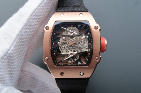Replica Richard Mille RM027 RG Skeleton Dial Black Nylon Strap 6T51 - Top club