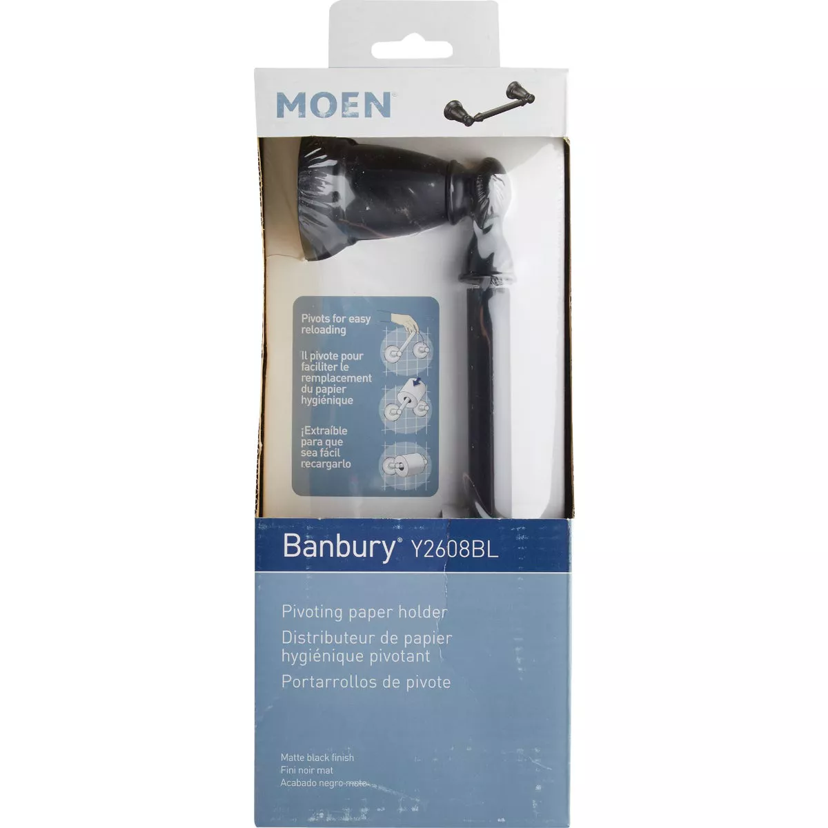 Moen Banbury Pivoting Wall Mount Paper Holder, Matte Black