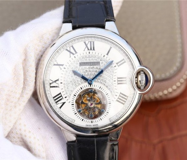 Replica Cartier Ballon Bleu de Cartier Tourbillon SS Leather Strap - Top club
