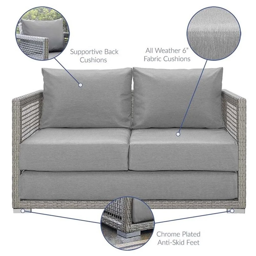 Afuera Living Wicker Patio Loveseat in Gray - Image 9
