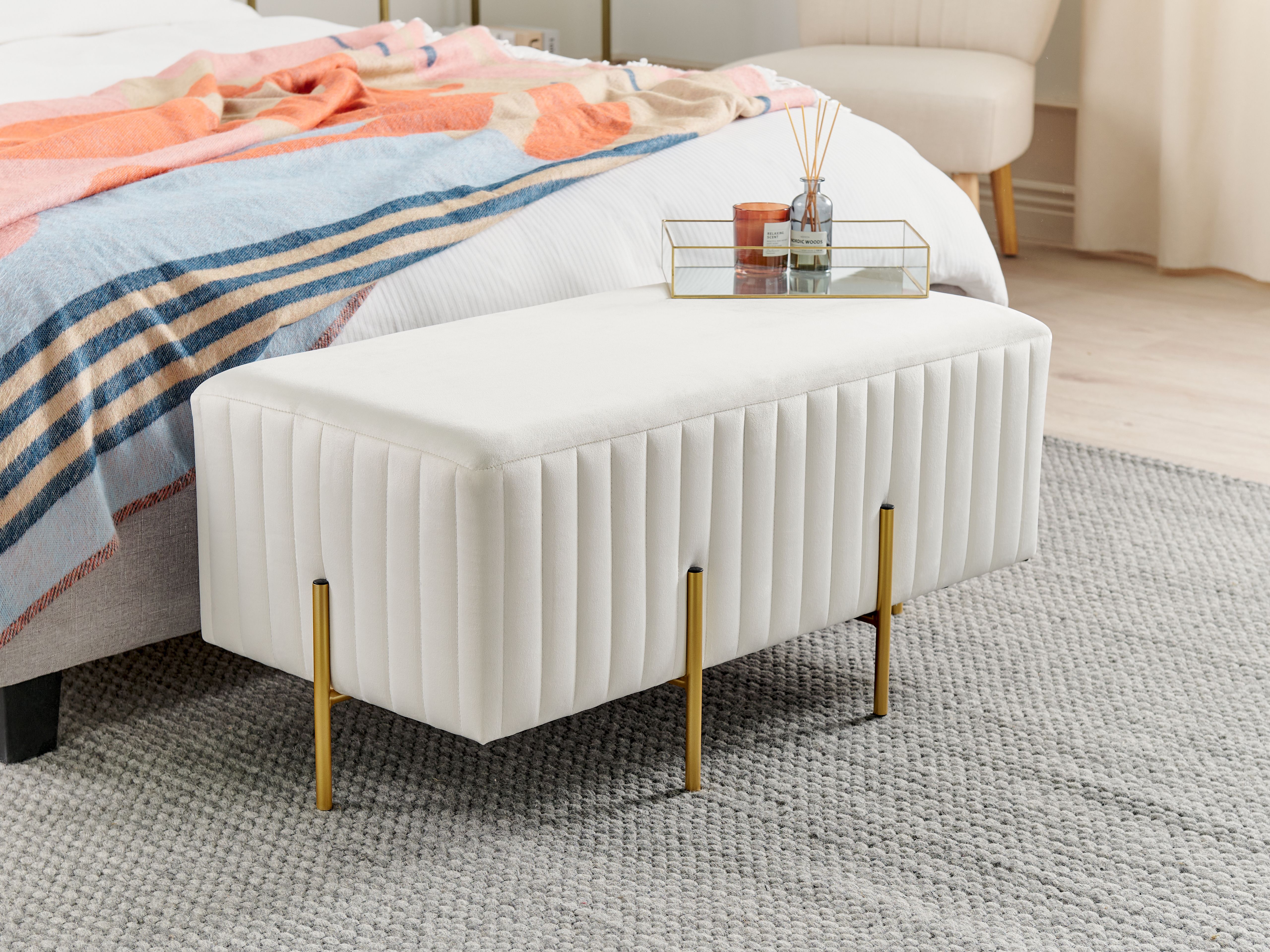 Upholstered Bench DAYTON Velvet Off-White