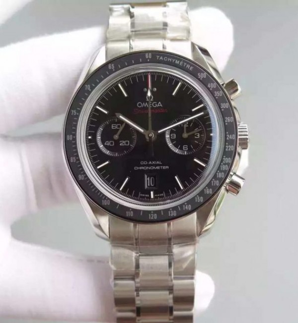 Replica Omega Speedmaster Moonwatch Chrono Dark Side Of The Moon SS Bracelet A9300 - Top club