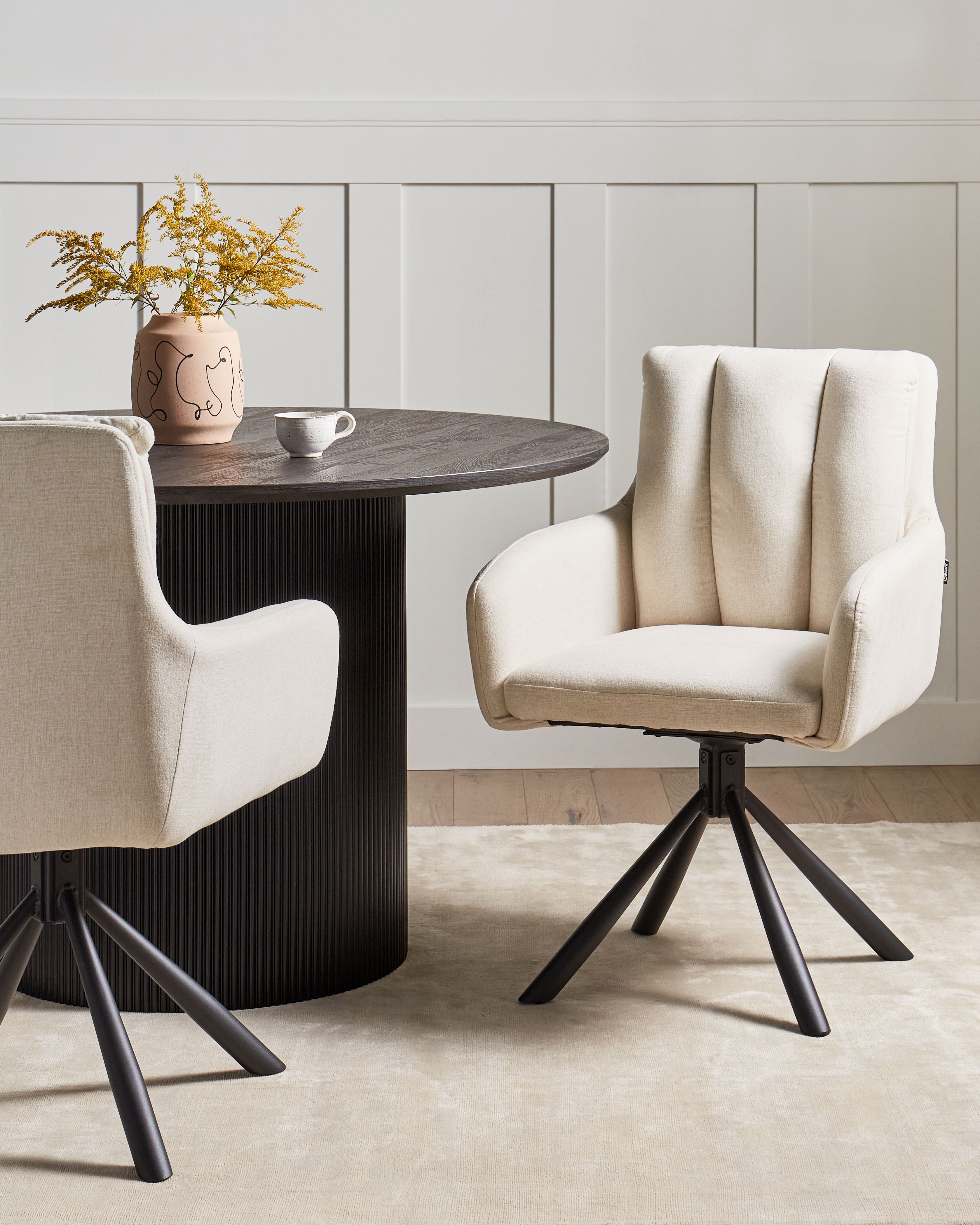 Set of 2 Dining Chairs Swivel SARDOAL Fabric Beige