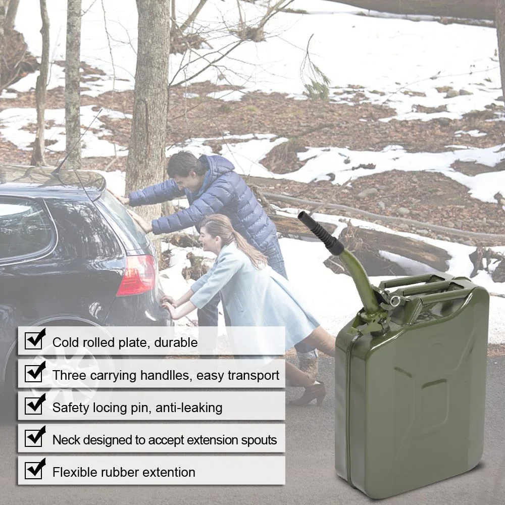 YUONAO 3-Pack 5 Gal (20L) Steel Gas Fuel Can �C Army Green Military-Grade Gasoline Container for Emergency, Outdoor, Off-Road, Camping - Image 6