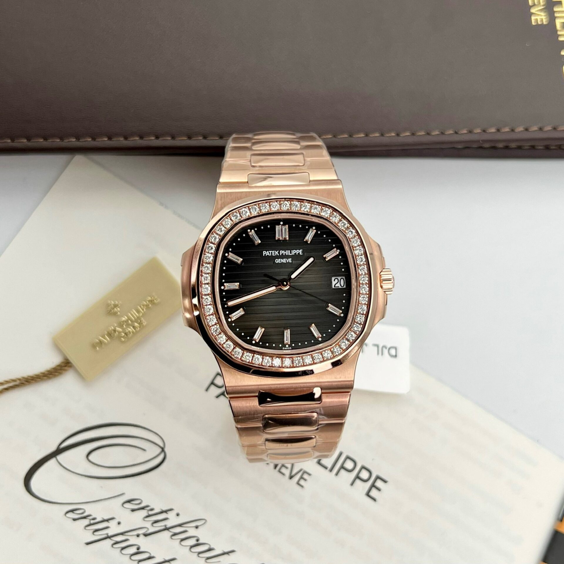 Patek Philippe 5711 Natural Diamond Replica Watch 18K Gold Wrapped 40mm - Elite Watch Atelier