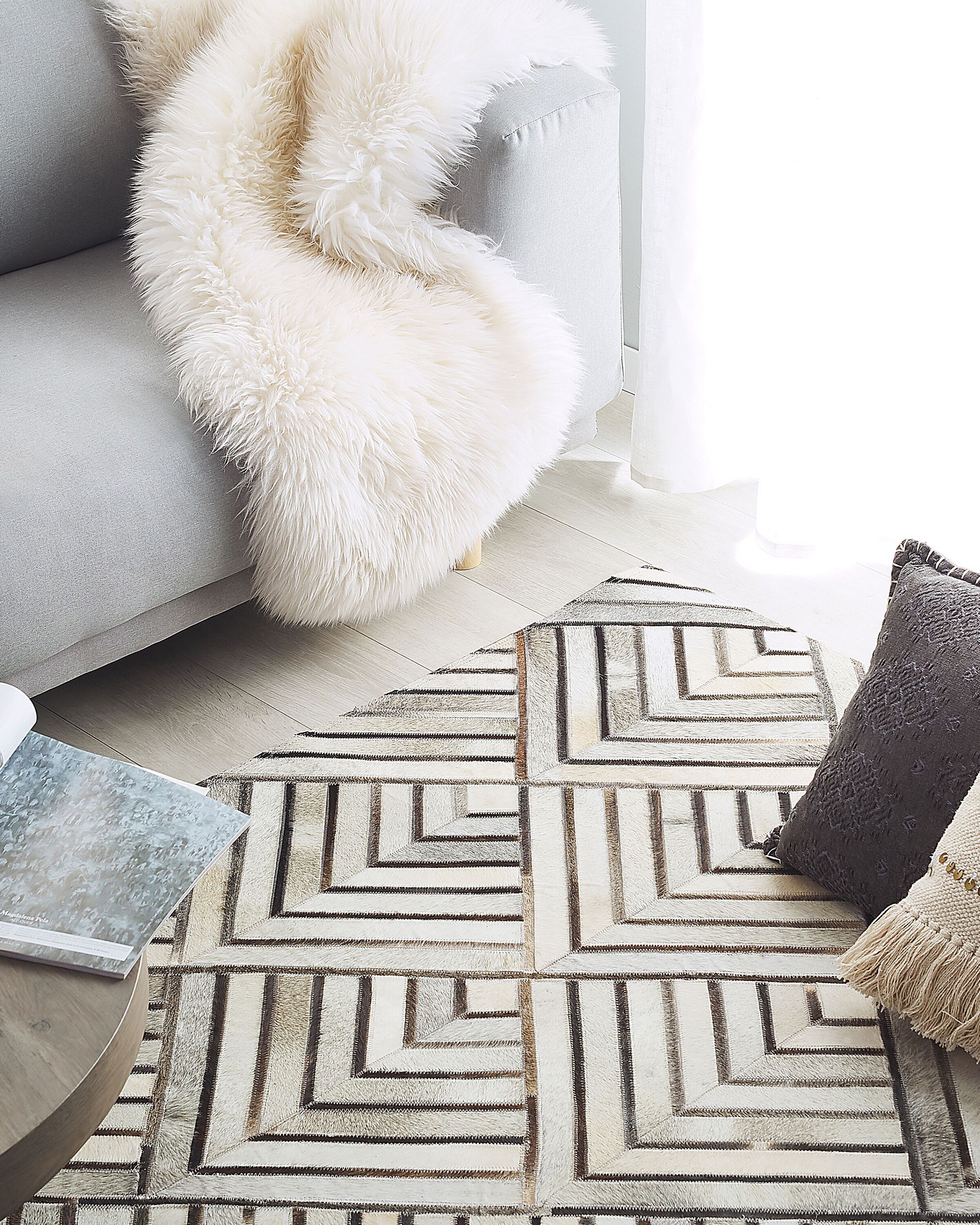 Rug TEKIR Beige 140 x 200 cm Leather