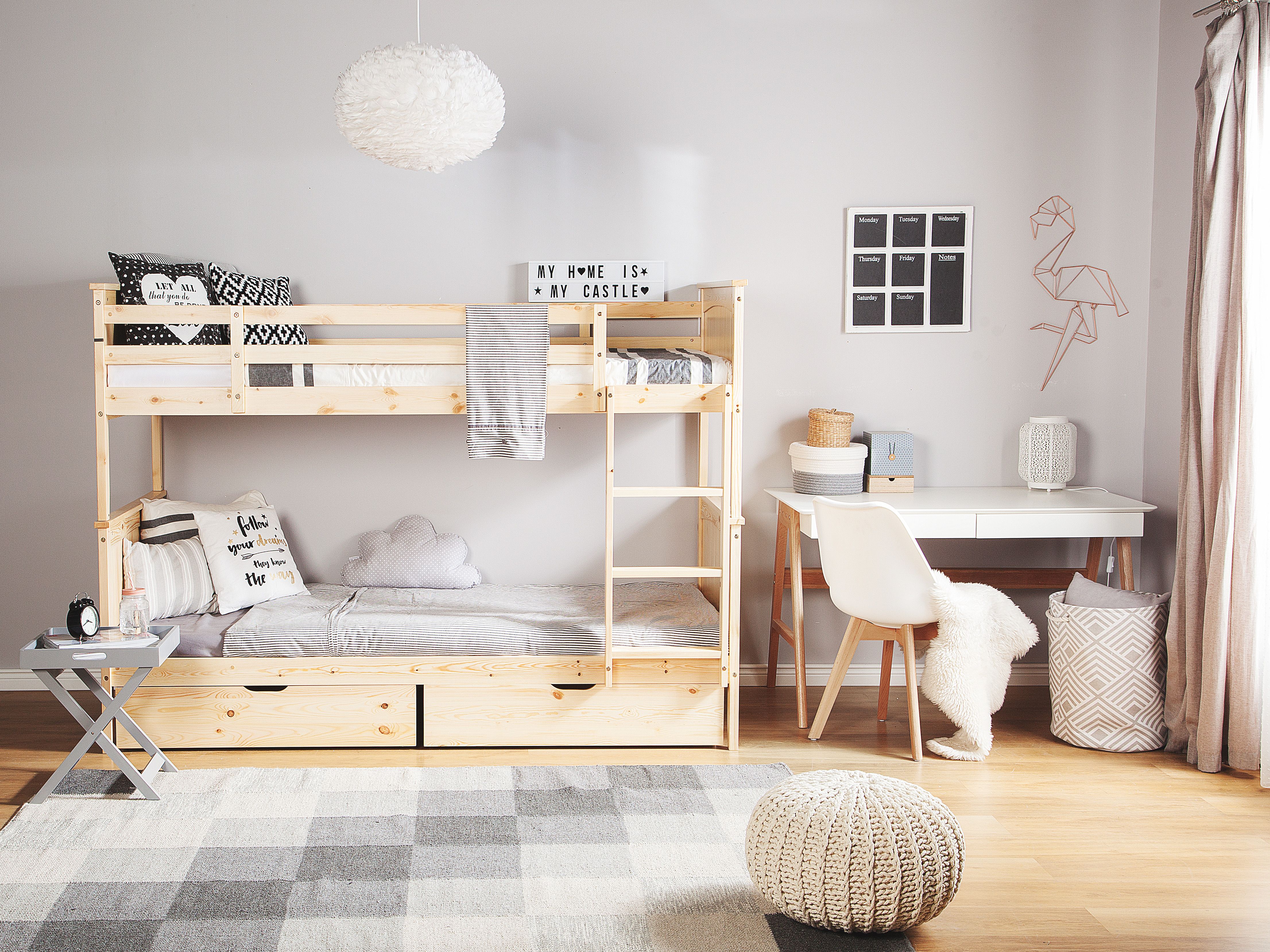 Bunk Bed with Drawers Pine Wood ALBON 90 x 200 cm (EU Single) Light Brown