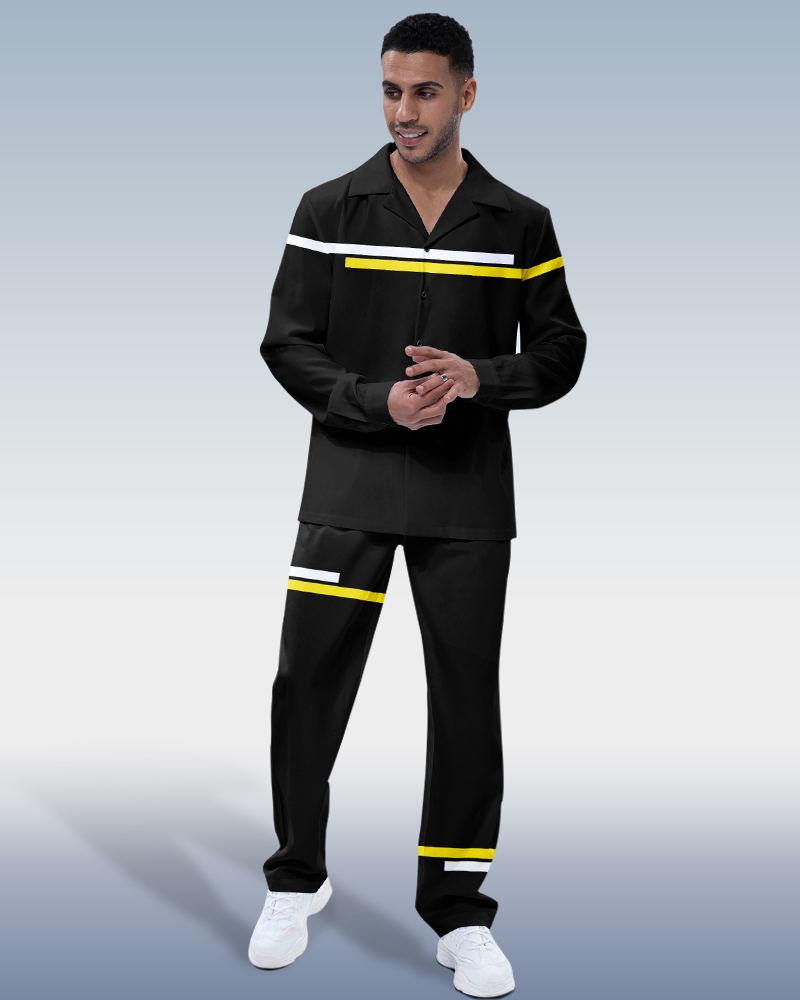 Suitmens Men's Black Line Long Sleeve Walking Suit