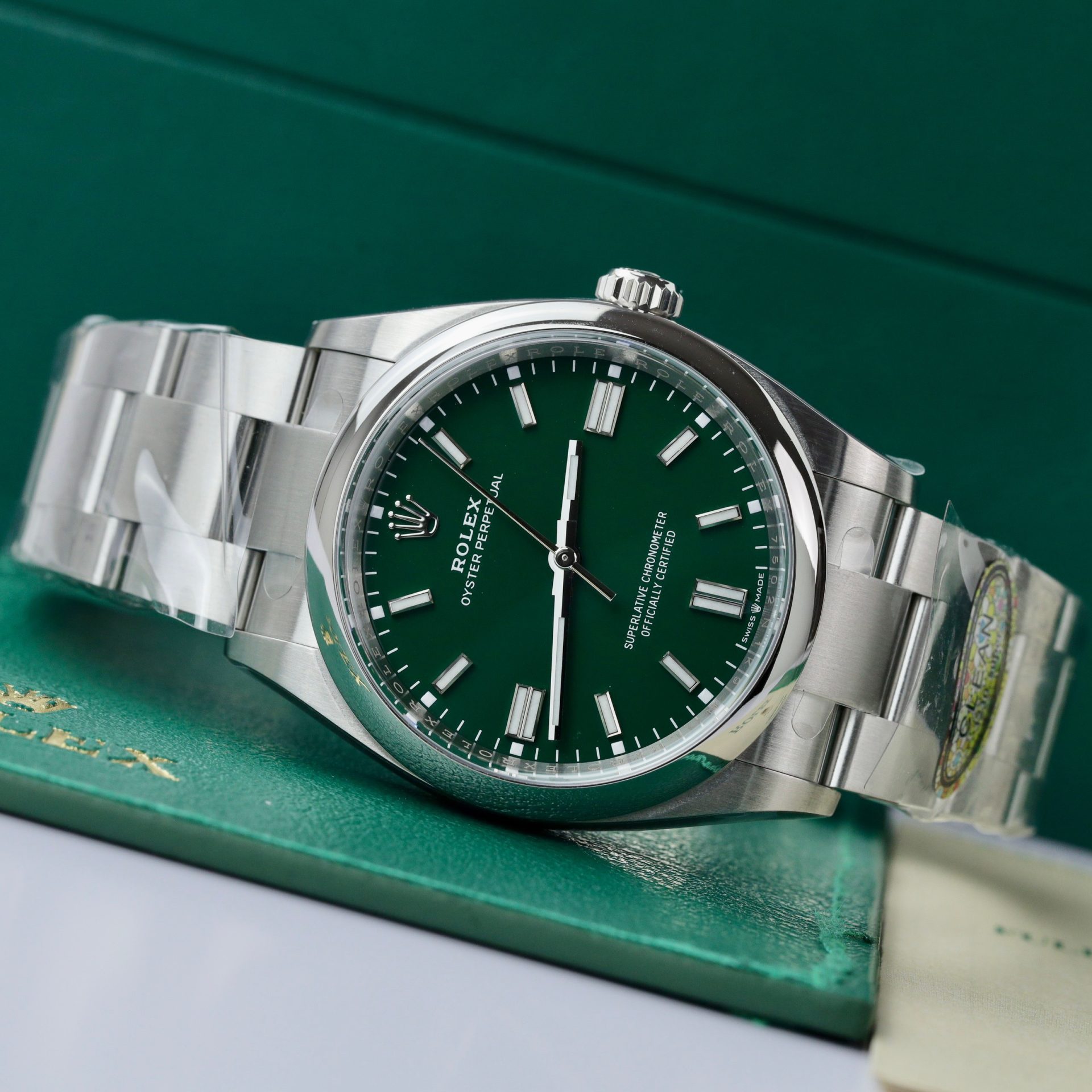Rolex Rep 11 Watch Oyster Perpetual 126000 Green Dial Clean Factory 41mm - Elite Watch Atelier