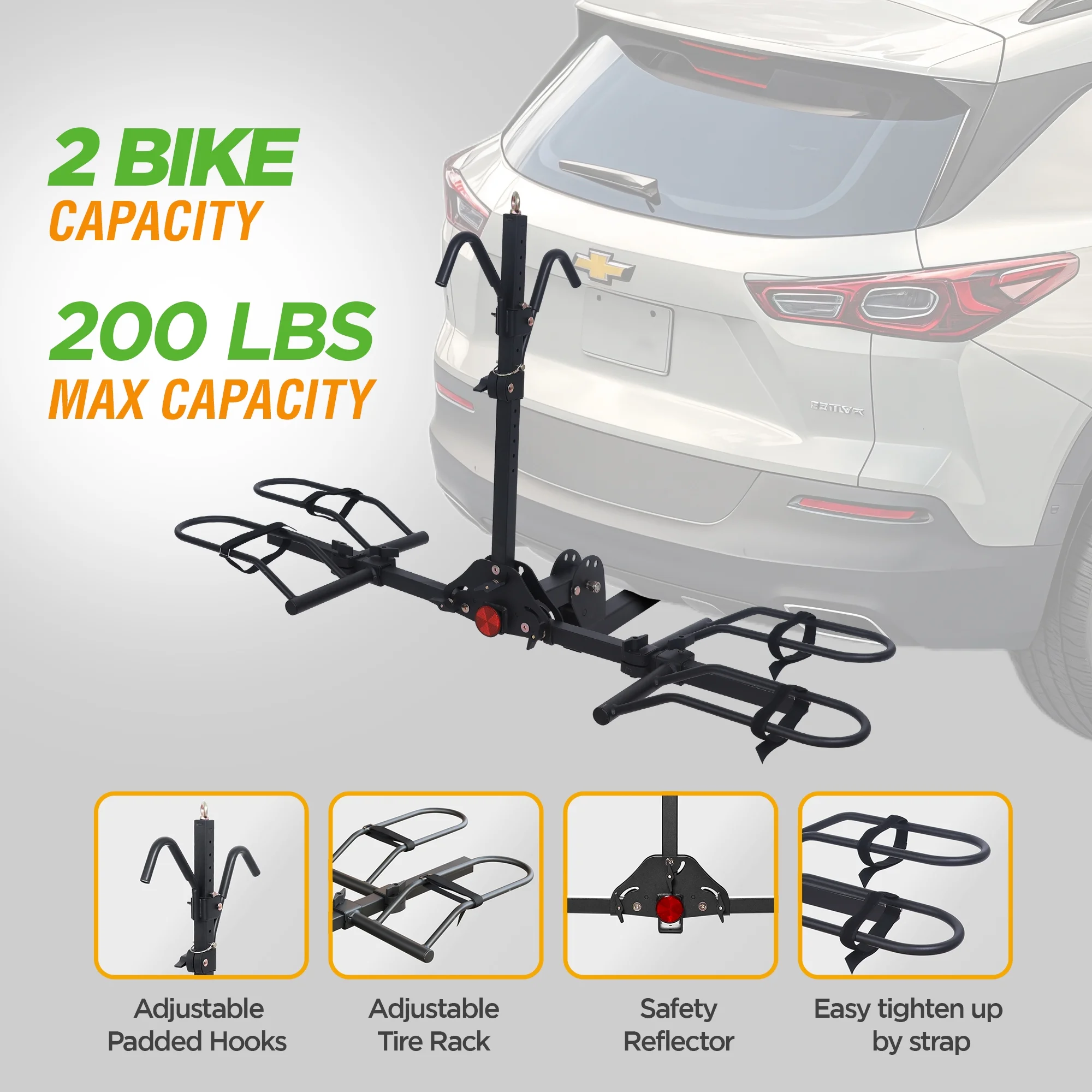 Young Electric Ebike Rack, 200lb Capacity, Alloy Steel Hitch Mount, Fits 5-Inch Fat Tire Bikes, 2-Inch Receiver - Image 4