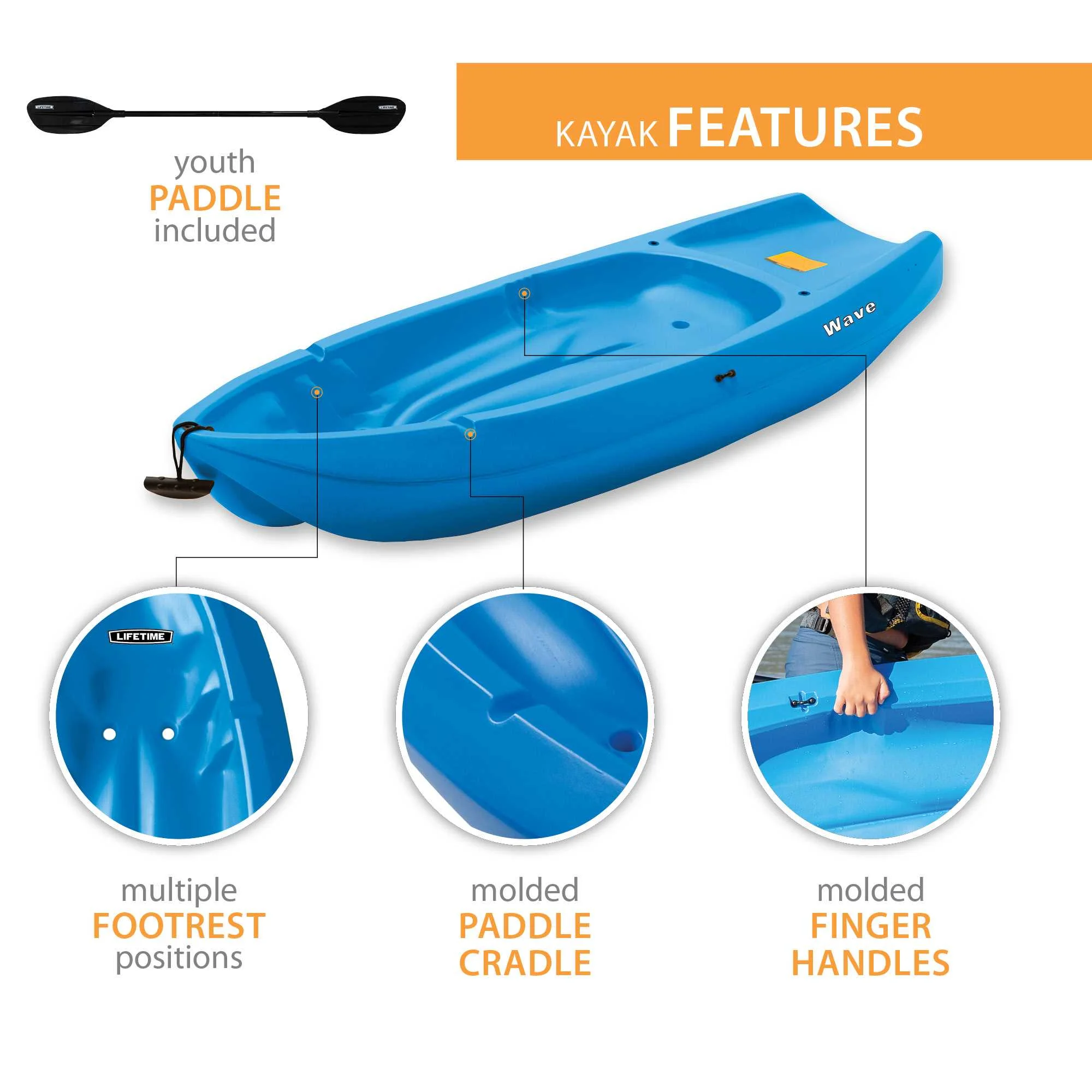 Lifetime Wave 6 ft Youth Kayak, Fire Red (91401) - Image 83