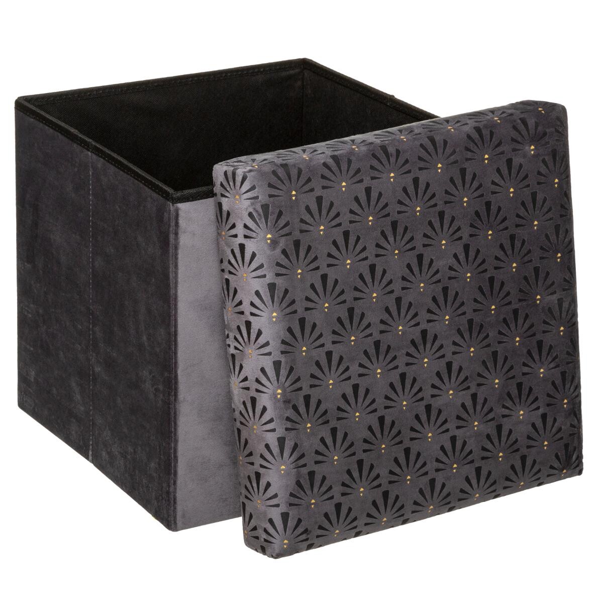 Double folding pouf "Liam" Velvet, Grey