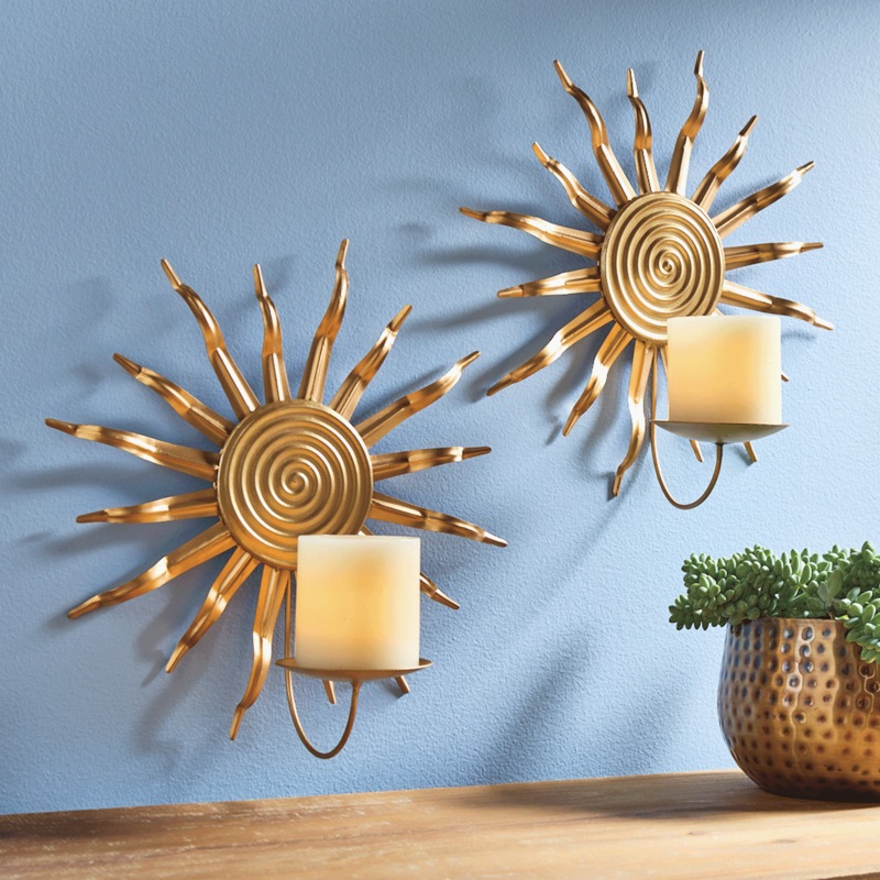 Set of 2 Golden Sun Sconces - MIDNIGHT VELVET CATALOG