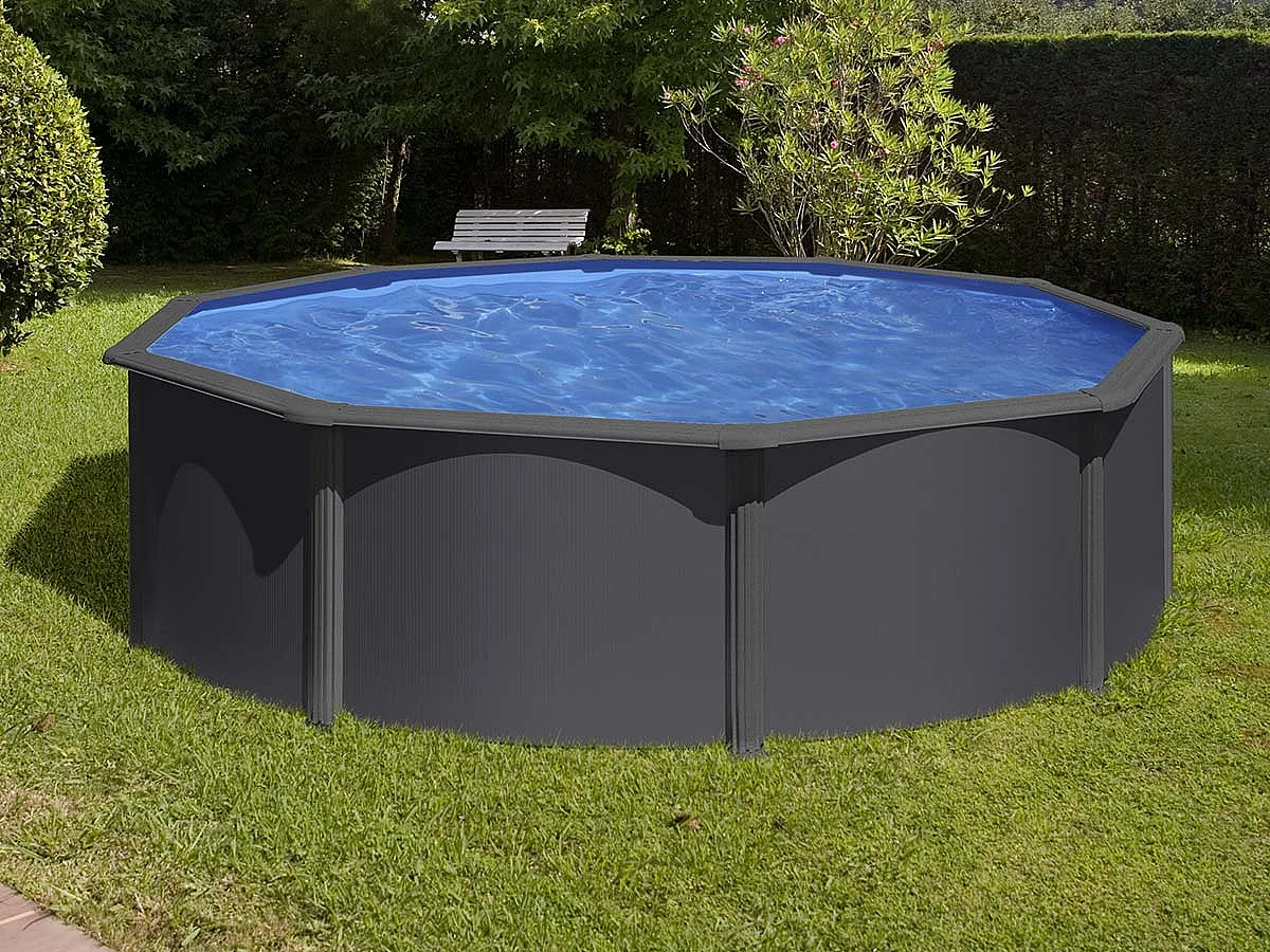 Piscine acier gris anthracite Louko ronde 4,80 x 1,22 m - Gré