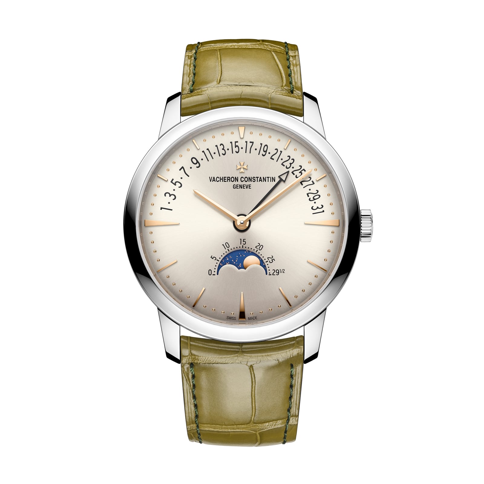 Replica Watches Fake Vacheron Constantin Patrimony moon phase retrograde date 42.5 MM WHITE GOLD(1:1 replica) - Top club