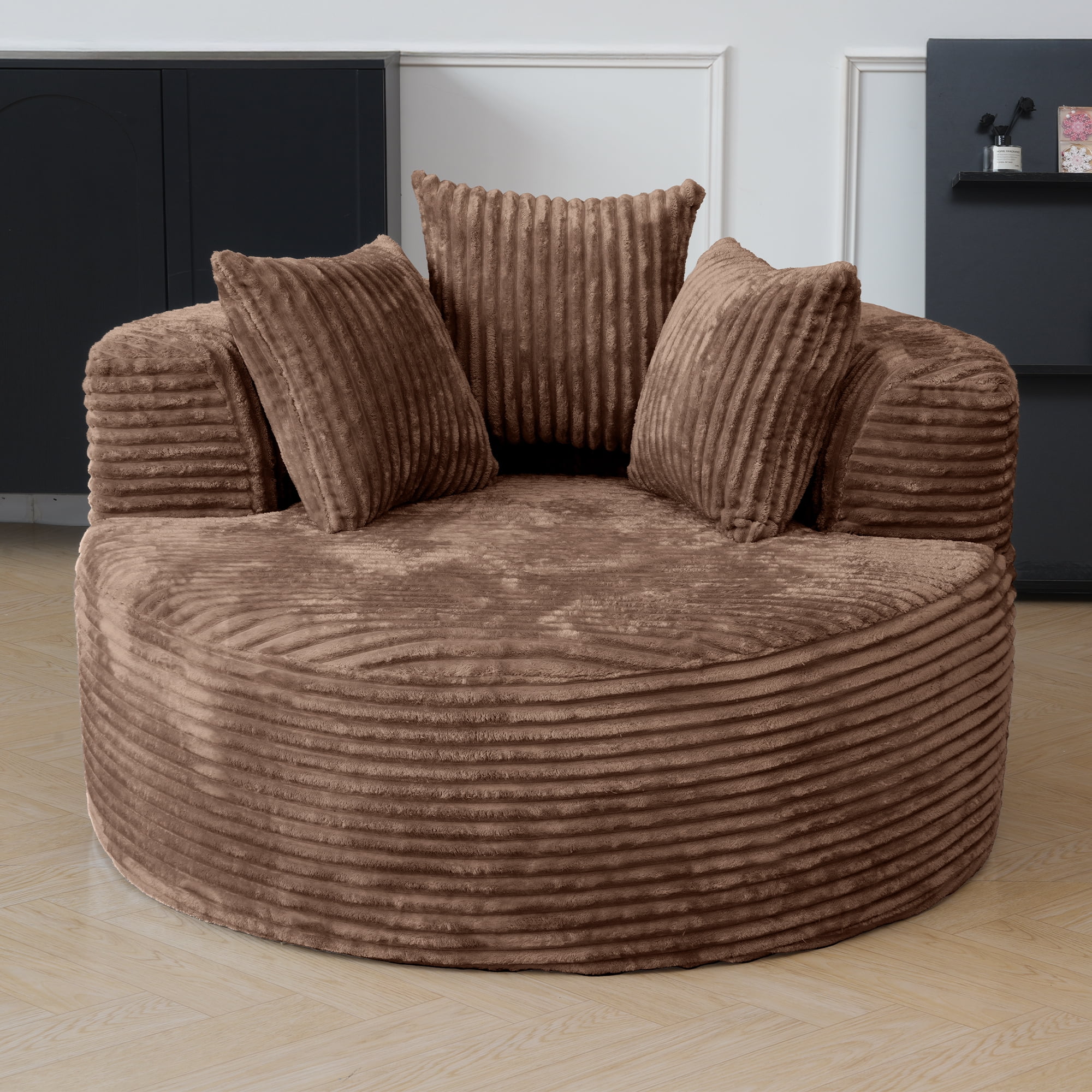 Sodrens Oversized Chaise Lounge Chair Indoor,Upholstered Sofa Bed with Throw Pillows and Armrests,Sleeper Chair for Living Room,Bedroom,Brown,Corduroy - Image 81