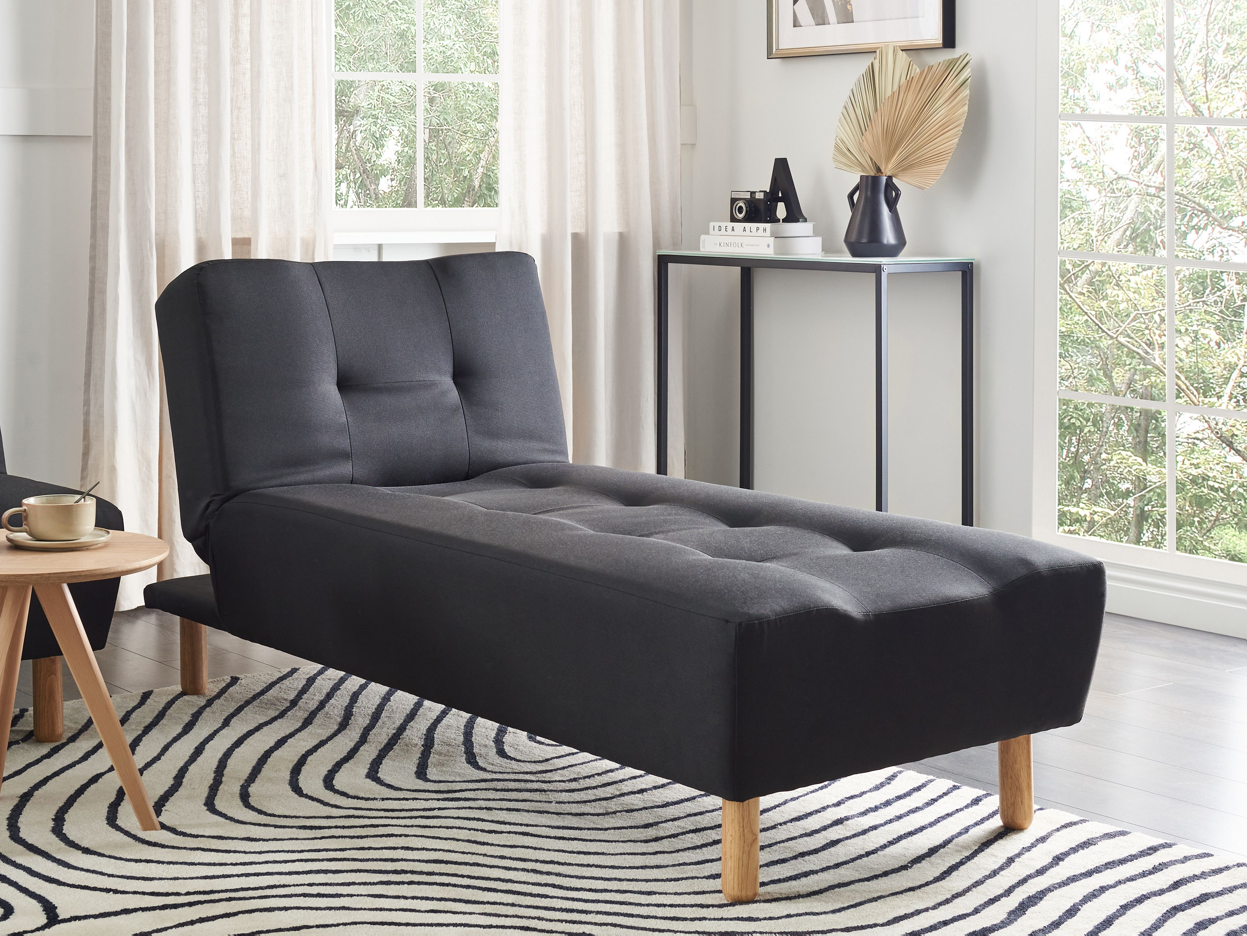 Chaise Longue ALSTEN Fabric Black