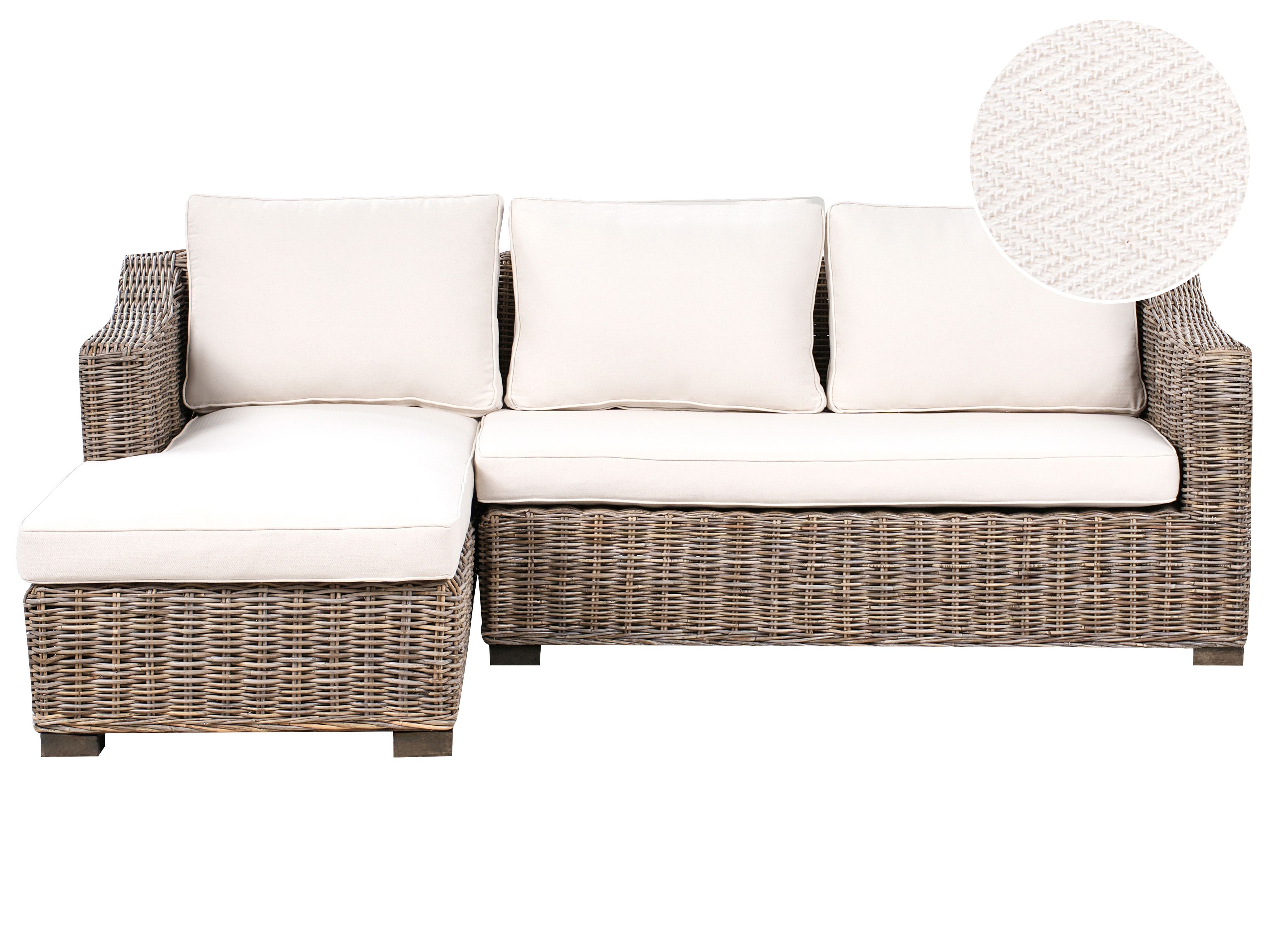 Garden Corner Sofa 3 Seater VALLETRI Right Hand Rattan Grey