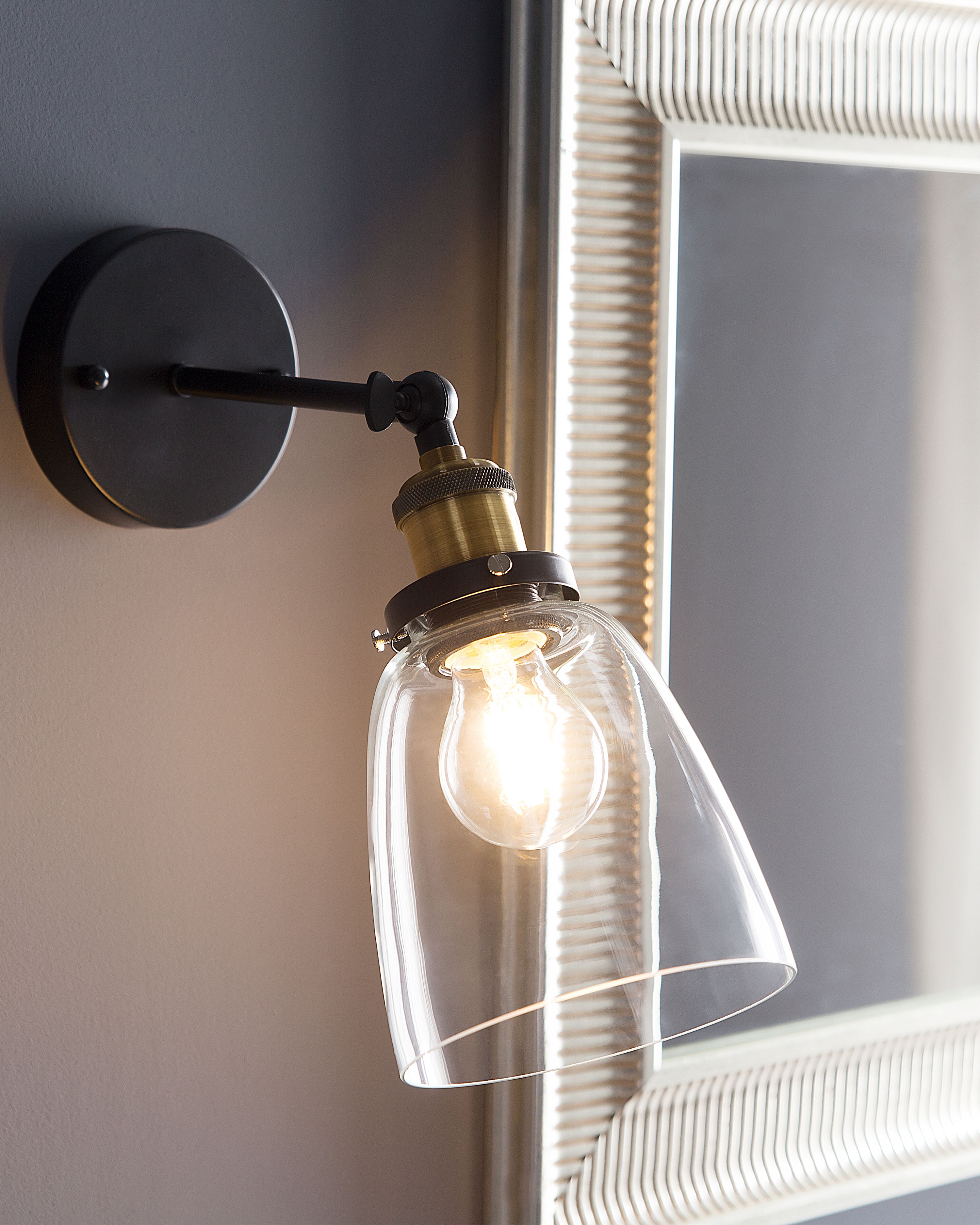 Set of 2 Wall Lamps LOVAT Adjustable Metal Transparent Black