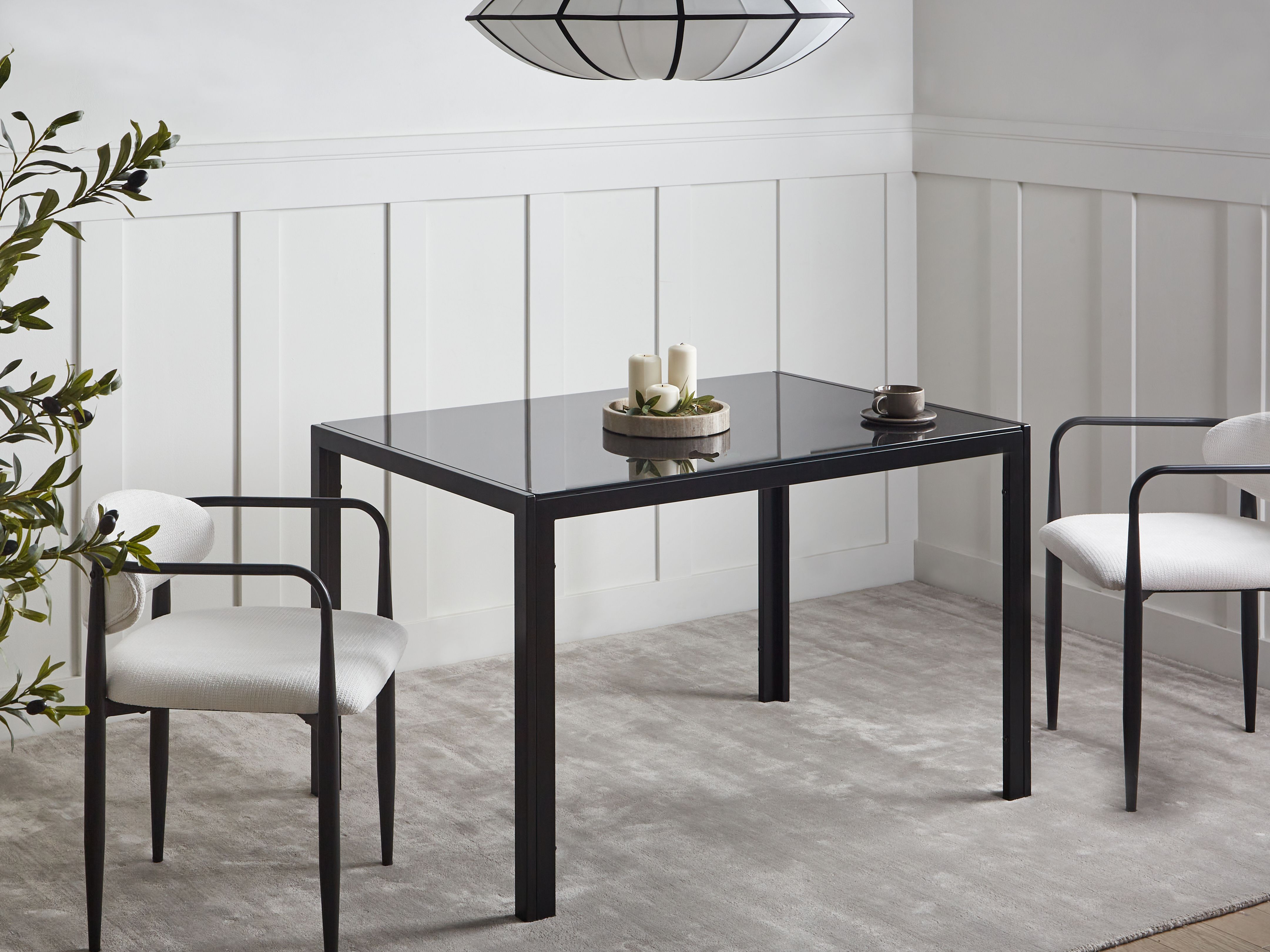 Dining Table LAVOS Black 120 cm 80 cm Tempered Glass