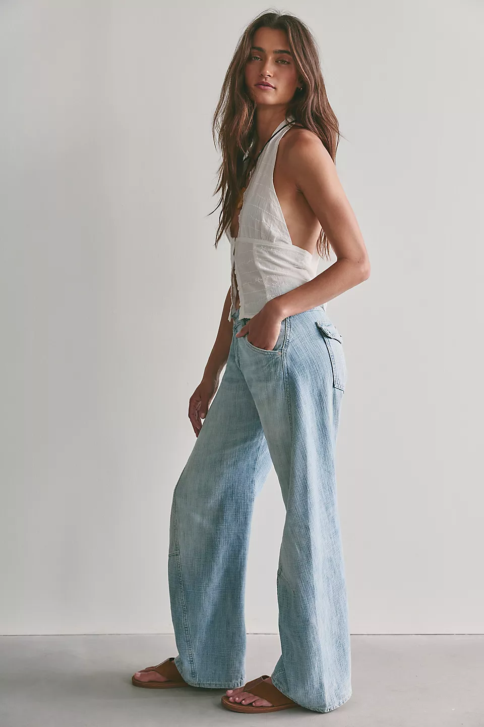 We The Free Highland Low-Rise Twisted Bowed Jeans