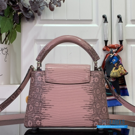 Blush Pink Lizard Embossed Mini Top Handle Handbag1:1High-quality replica