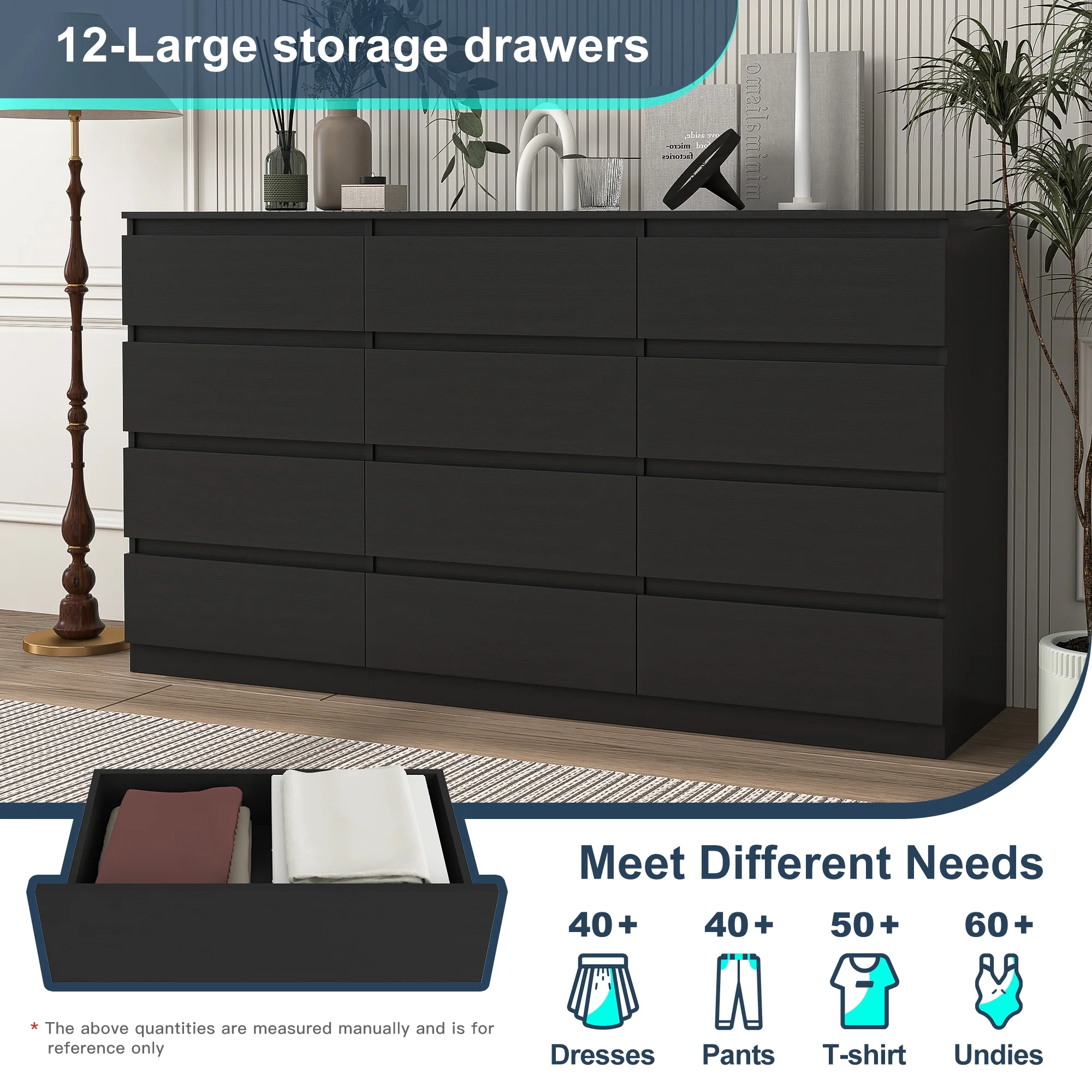 Kadyn White Chest of Drawer, 6 Double Drawer Dresser for Bedroom, Modern Storage Cabinet for Living Room, Dresser - Image 81