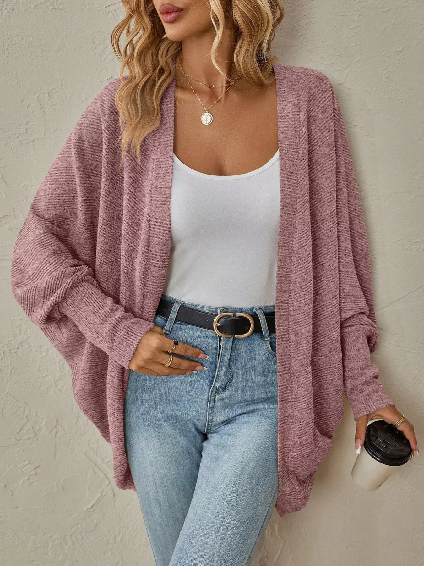 Cozy Oversized Open Front Knit Cardigan - ZKZOOK