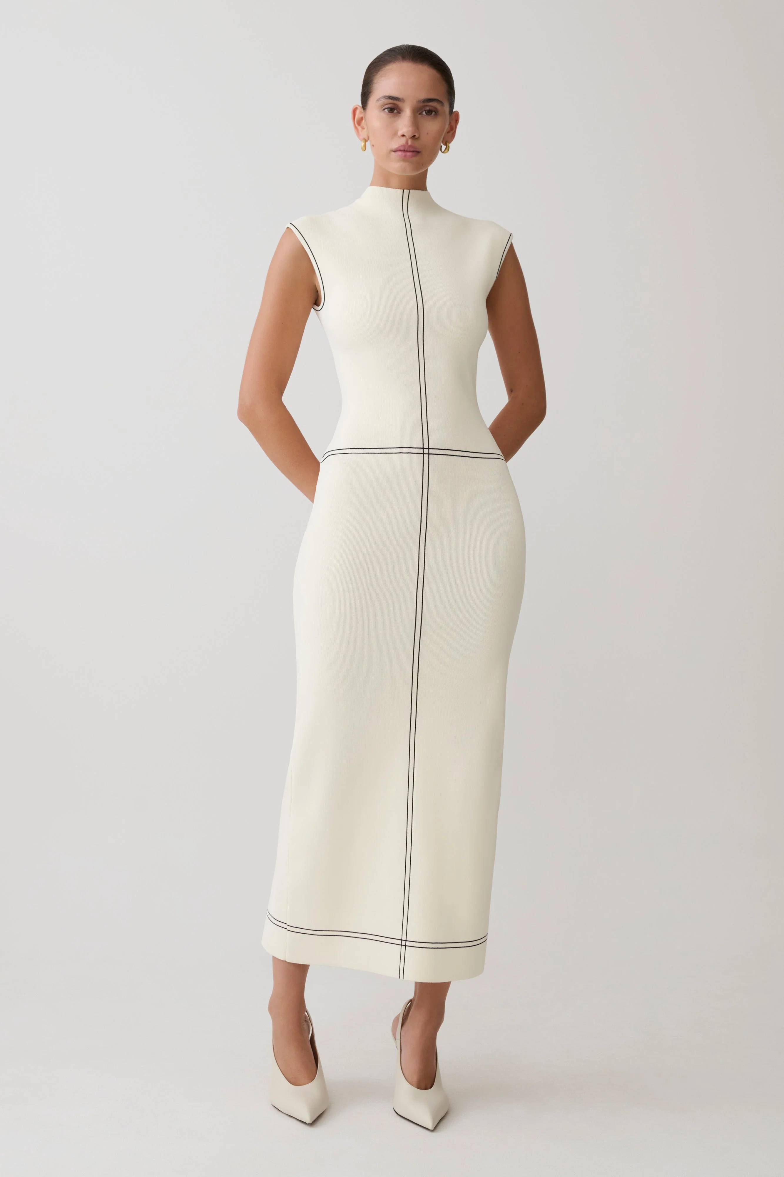 Malone Bandage Knit Midi Dress - Ivory