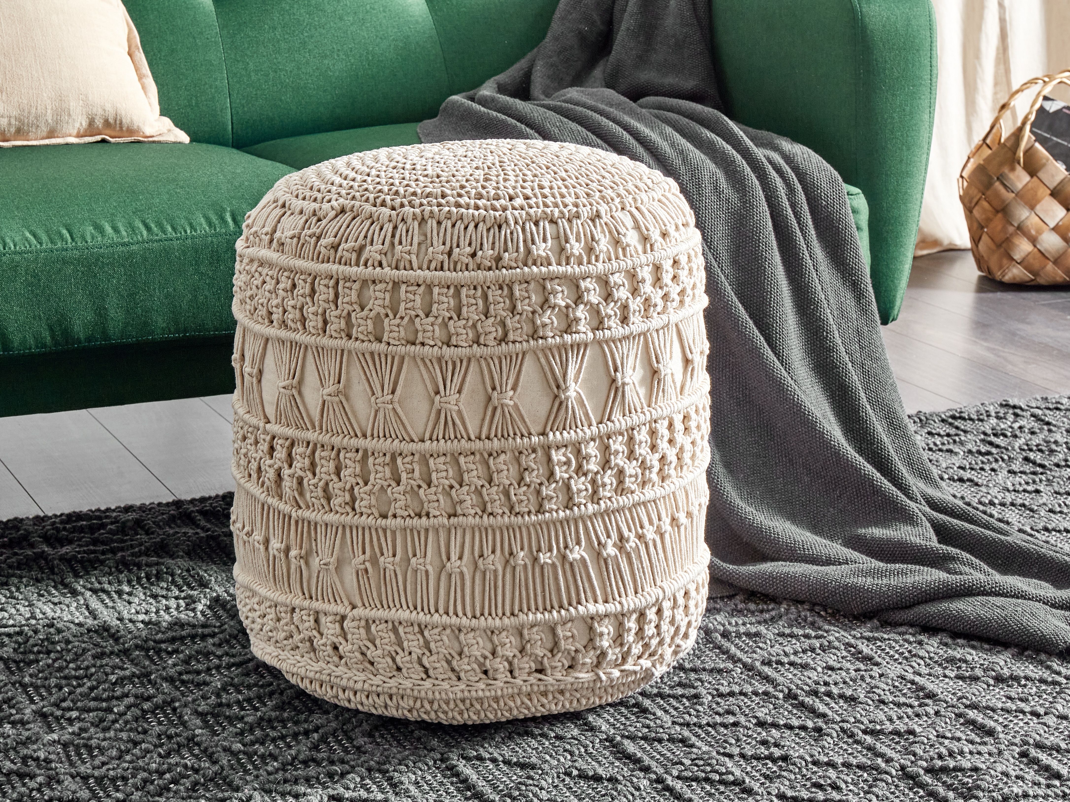 Pouffe Macramé THAKOT Cotton Beige