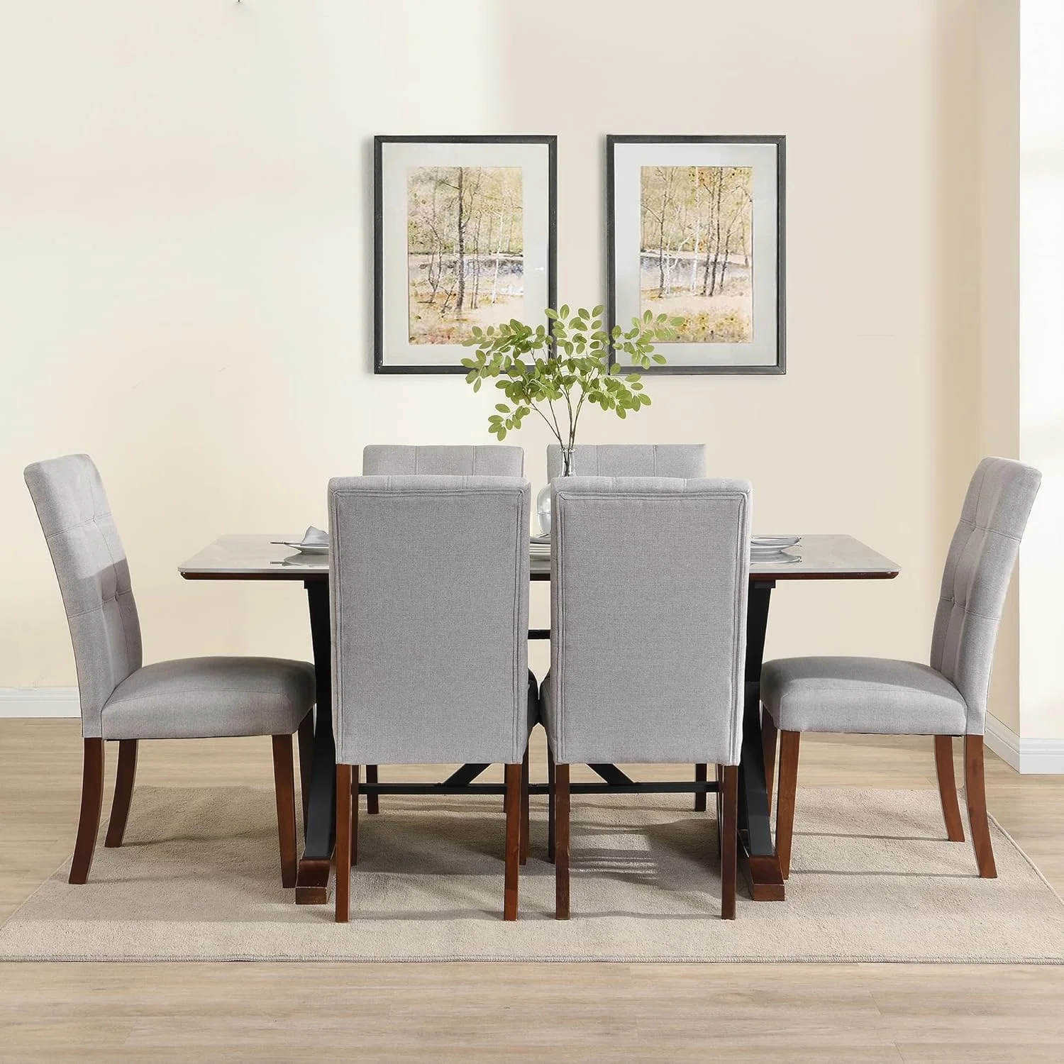 Sumdeal 5-Piece Farmhouse Dining Table Set, Wood Round Extendable Dining Table and 4 Upholstered Dining Chairs (Espresso-1Table 4 Chairs) - Image 13