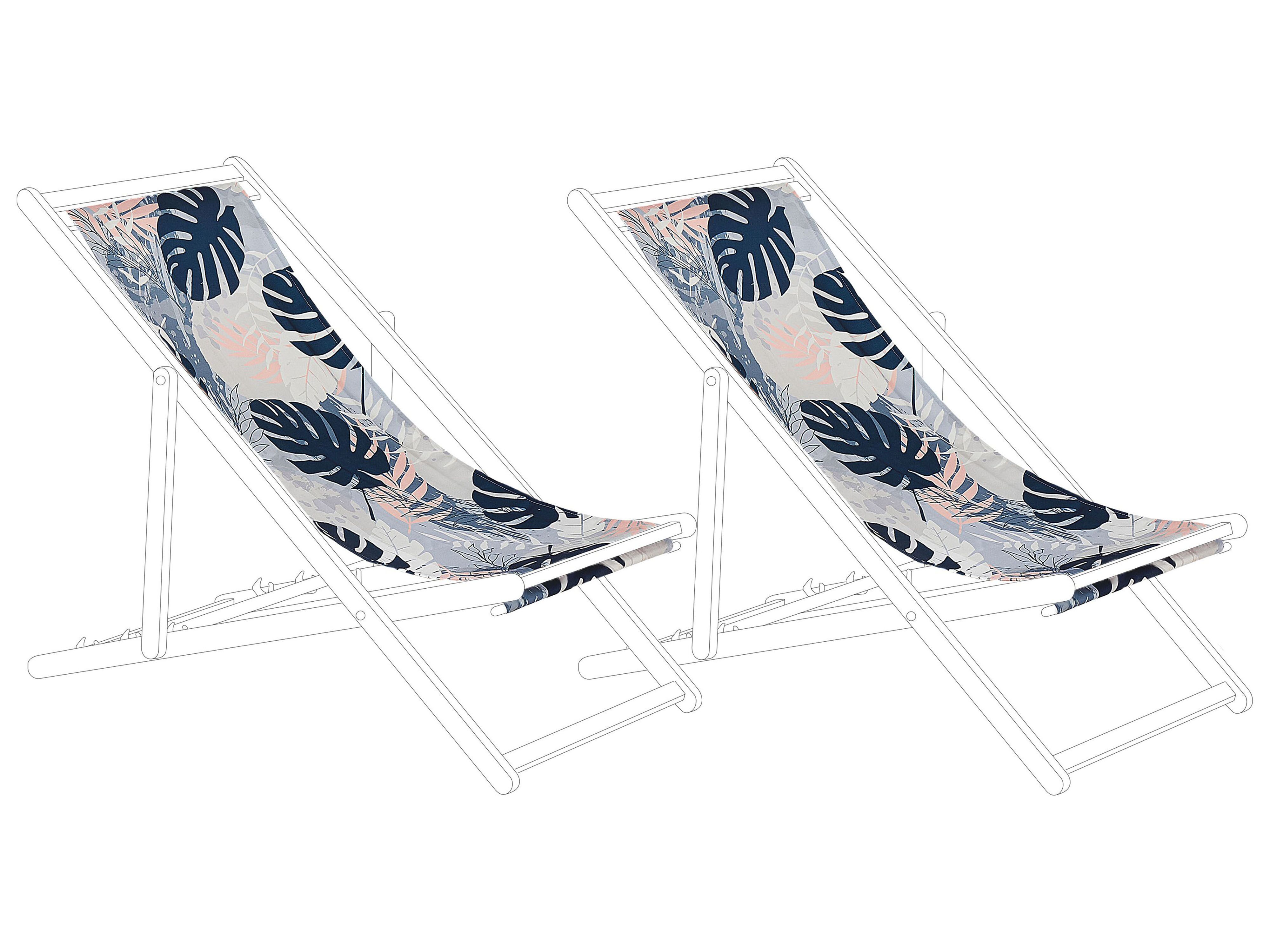 Set of 2 Sun Lounger Replacement Fabrics ANZIO/AVELLINO 113 x 44 cm Blue