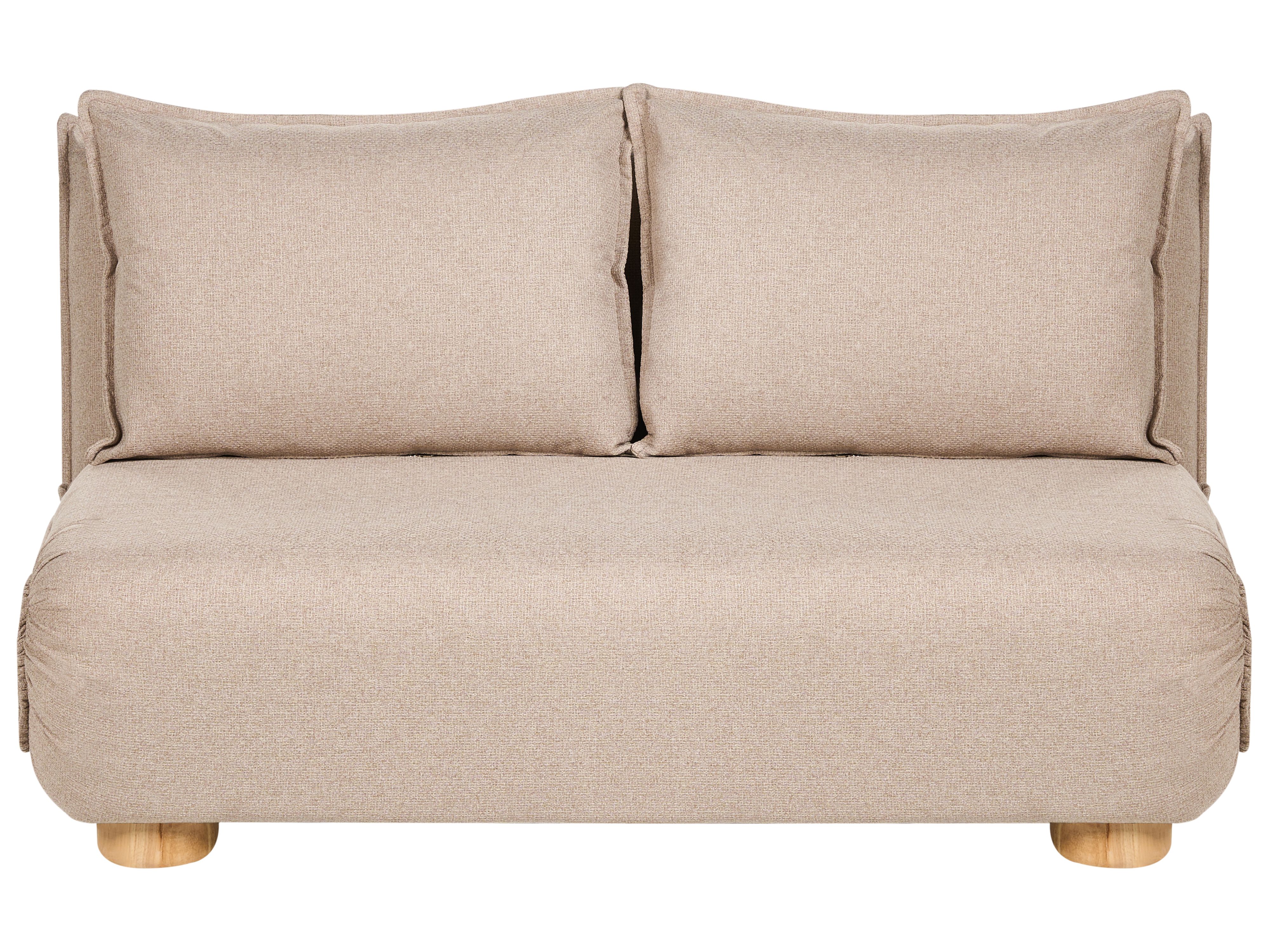 Sofa Bed 2 Seater ABISKO Faux Linen Beige