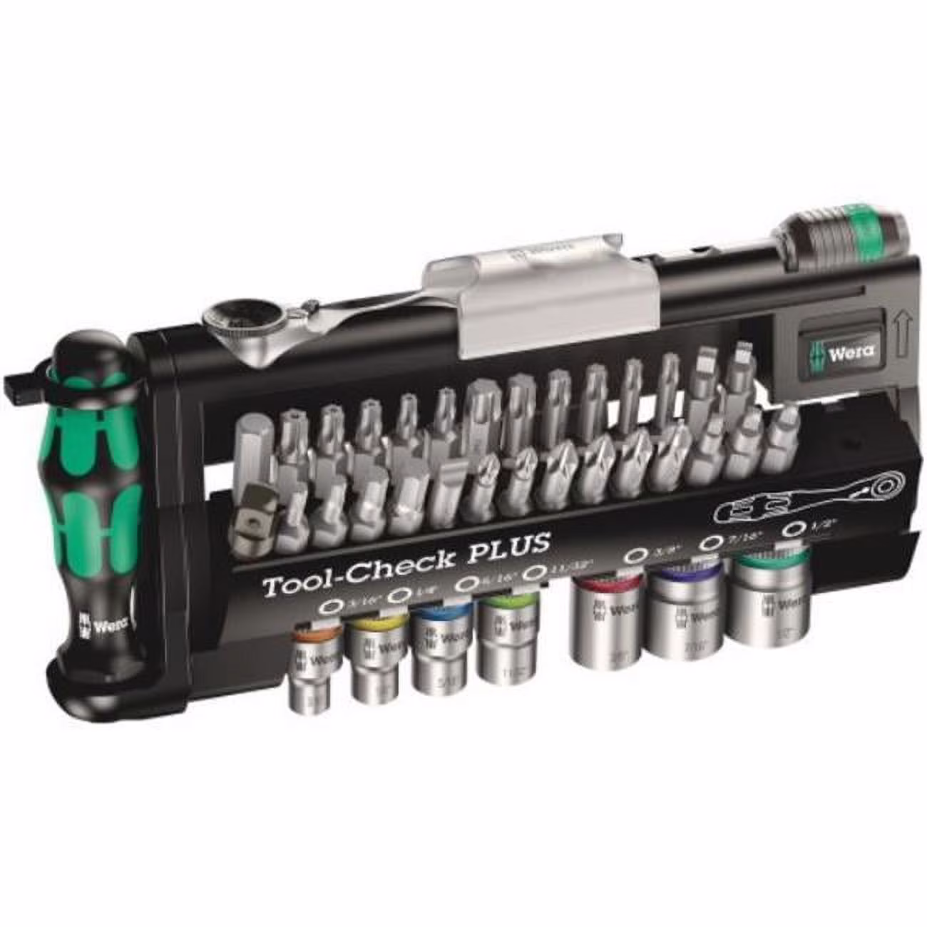 Wera 056491 Tool-Check Plus Bit Ratchet Set with Sockets - Imperial