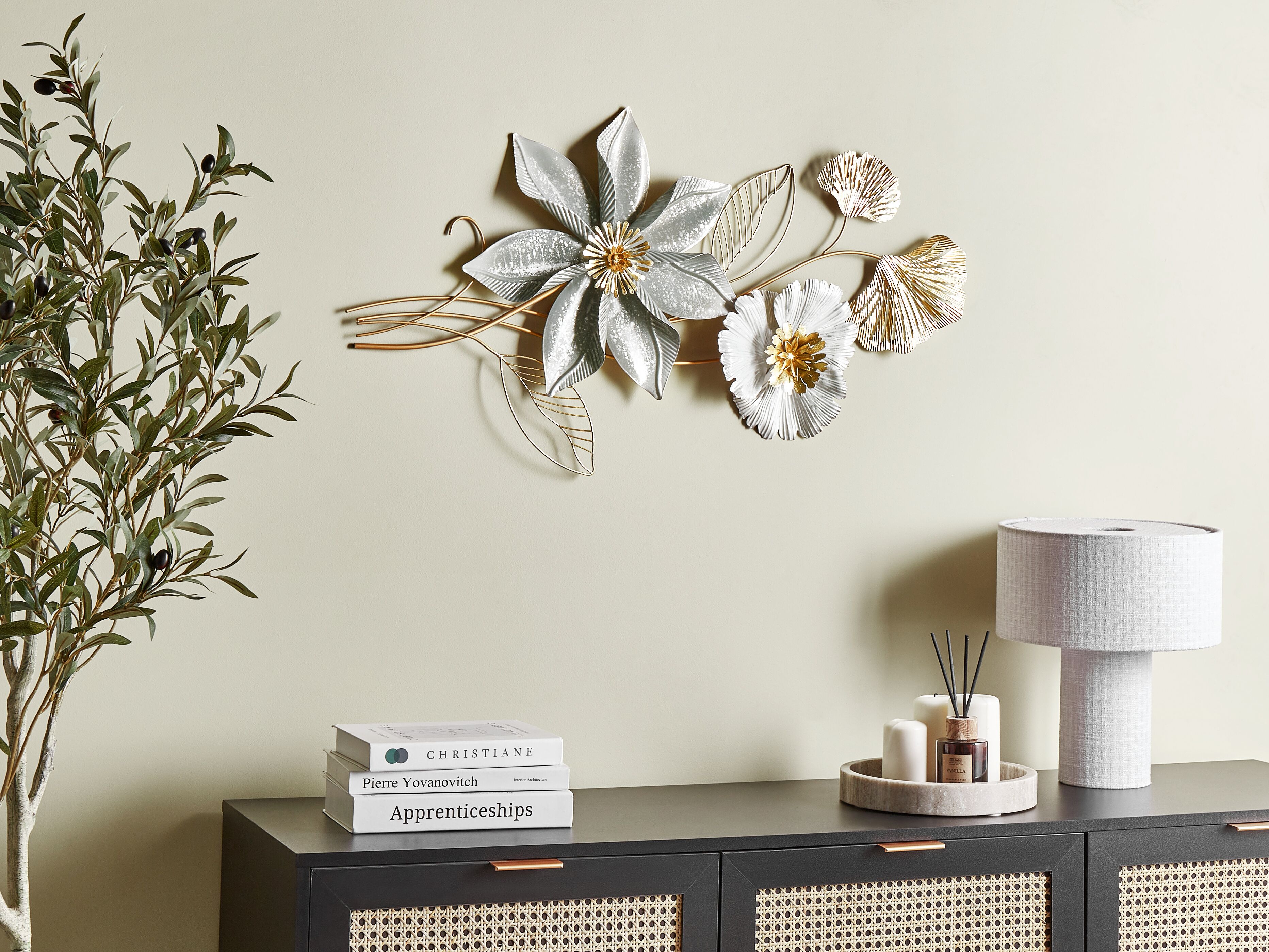 Wall Decor Flower EUROPIUM Metal 46 cm Gold