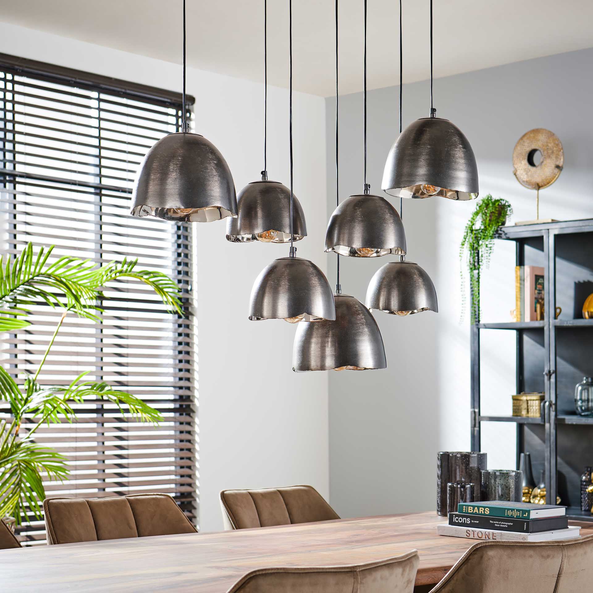 Blokker Logan Hanglamp 7-lichts - Zwart/Nikkel