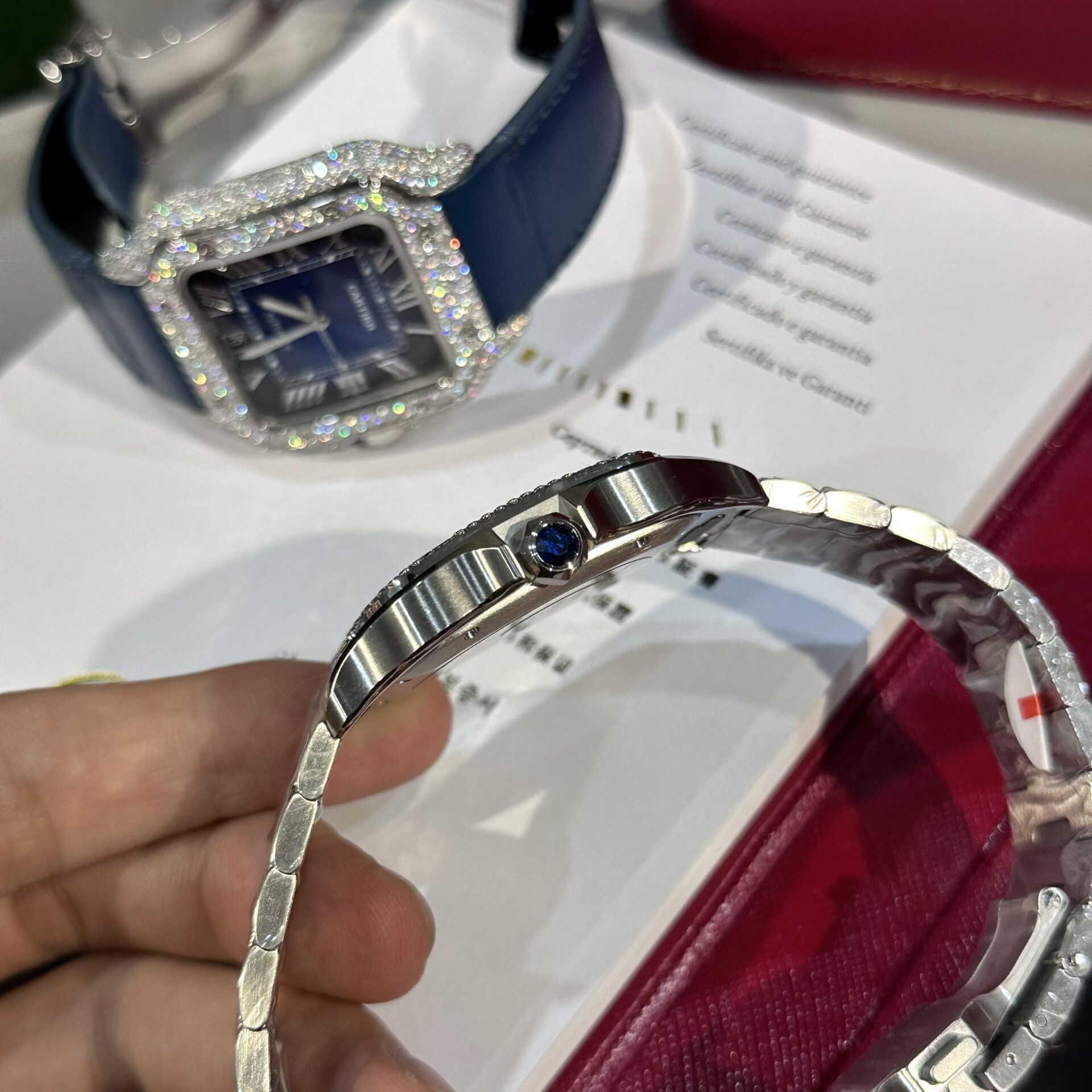 Cartier Replica Watch Santos Custom Moissanite Diamonds BV Factory 39.8mm - Top club