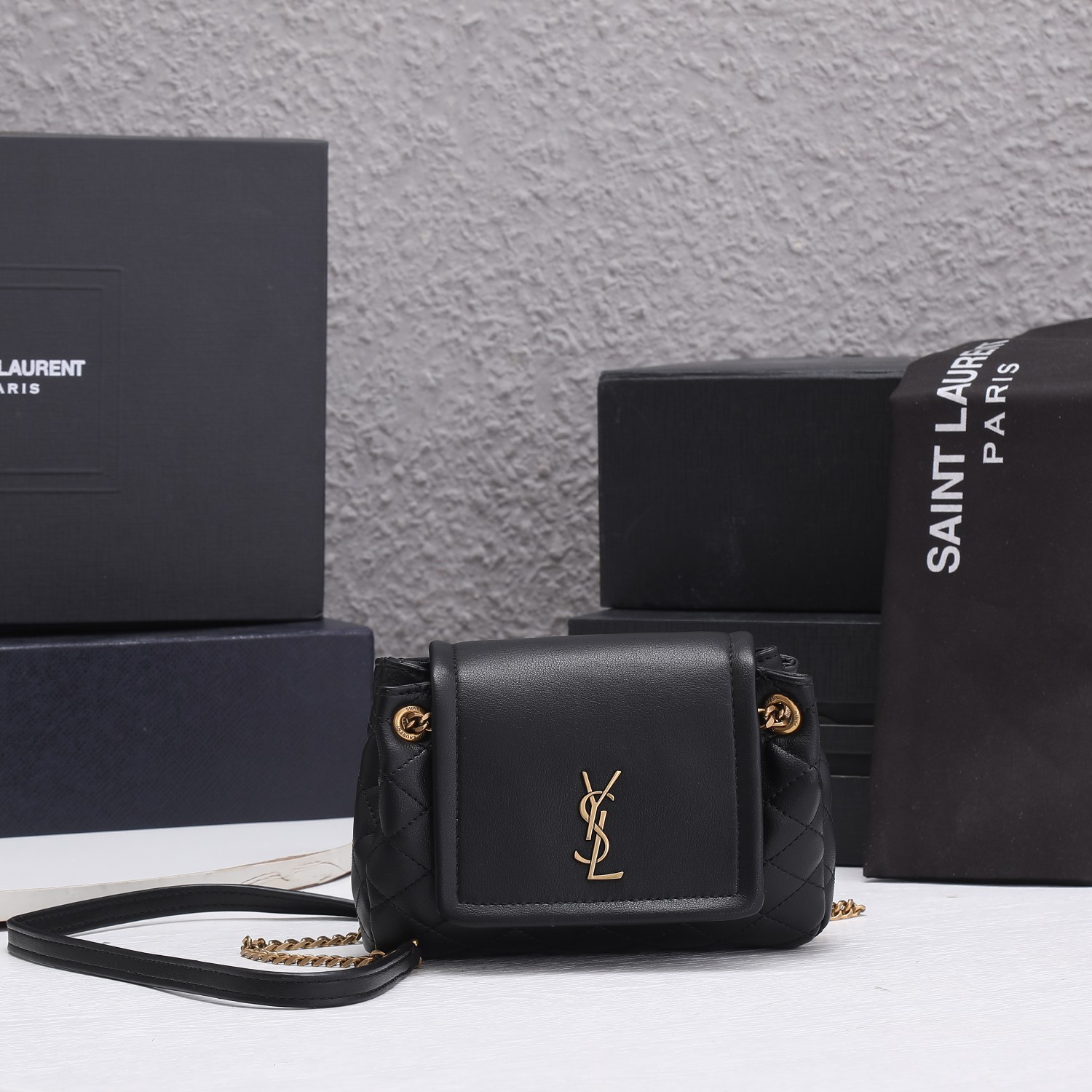 Replica Ysl Mini Nolita Bag In Lambskin- Black/White1:1High-quality replica